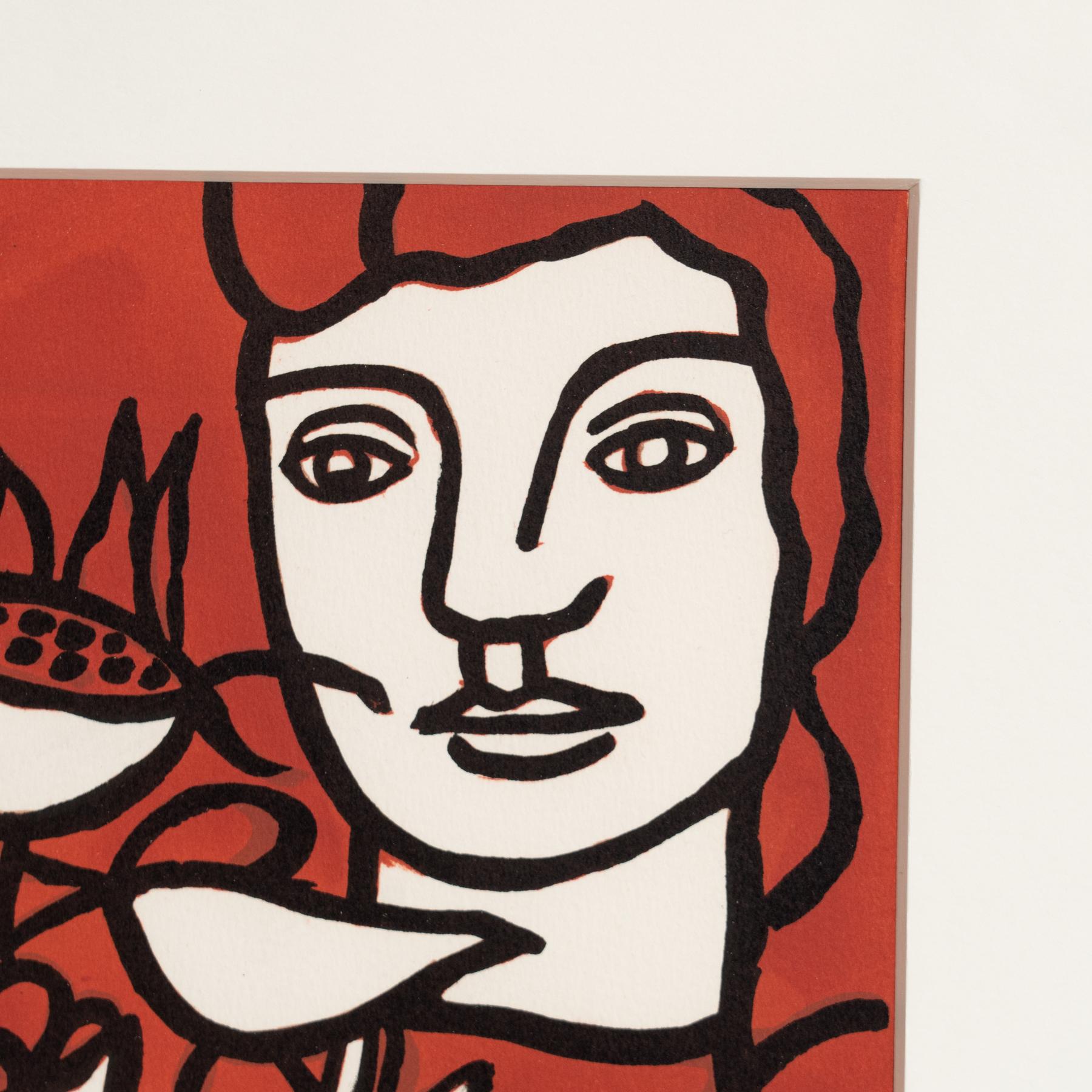 Fernand Léger Lithographie mit André Verdet Gedicht, um 1980 (Ende des 20. Jahrhunderts) im Angebot