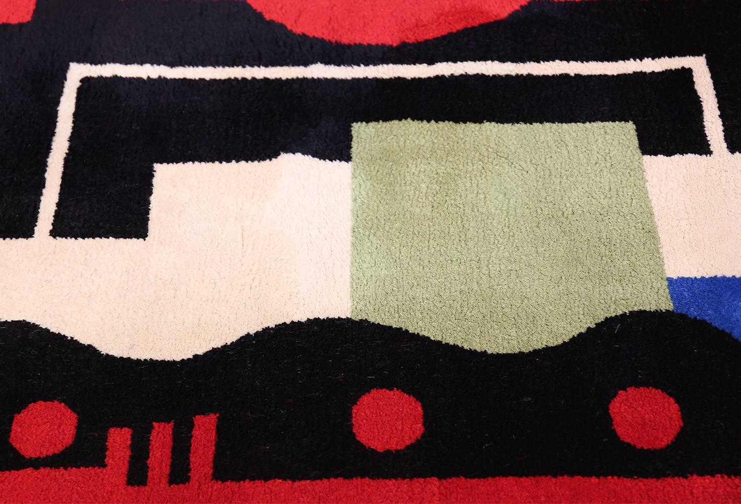 20th Century Fernand Leger No 9 Rouge Design Vintage French Rug