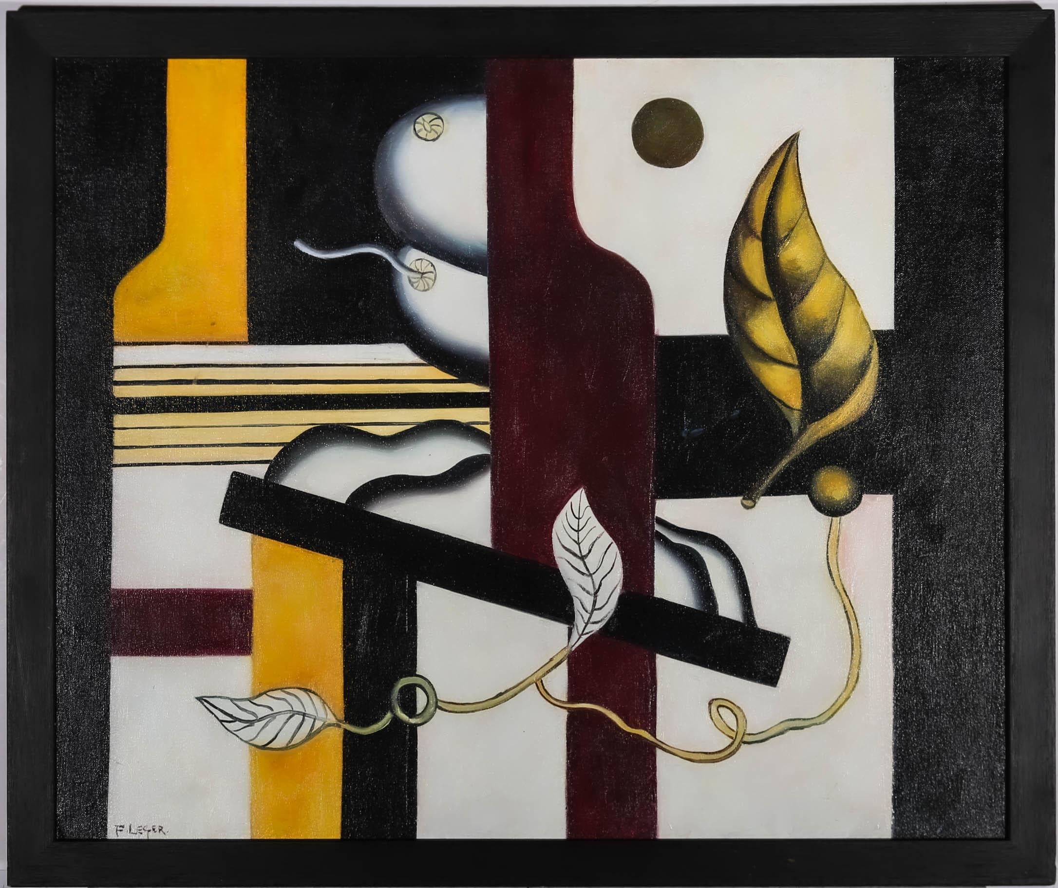 Fernand Léger Still-Life Painting – Nach Fernand Leger – Ölgemälde „Nature Morte Aux Fruits“, 20. Jahrhundert