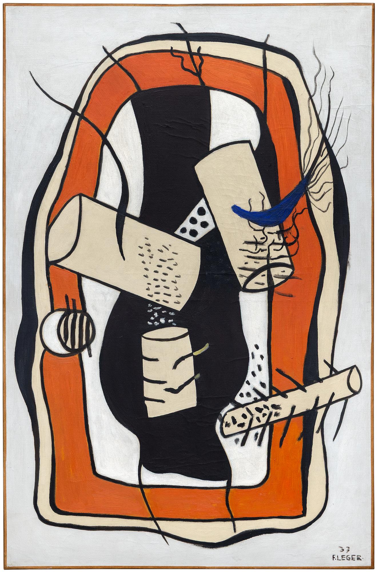 Abstract Painting Fernand Léger - Composition orange et noir