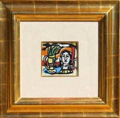 Statuette au Vase Jaune, Gemälde von Fernand Leger, ca. 1949