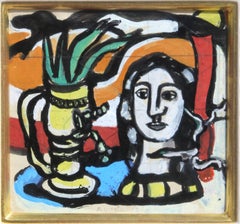 Statuette au vase jaune, peinture de Fernand Léger vers 1949