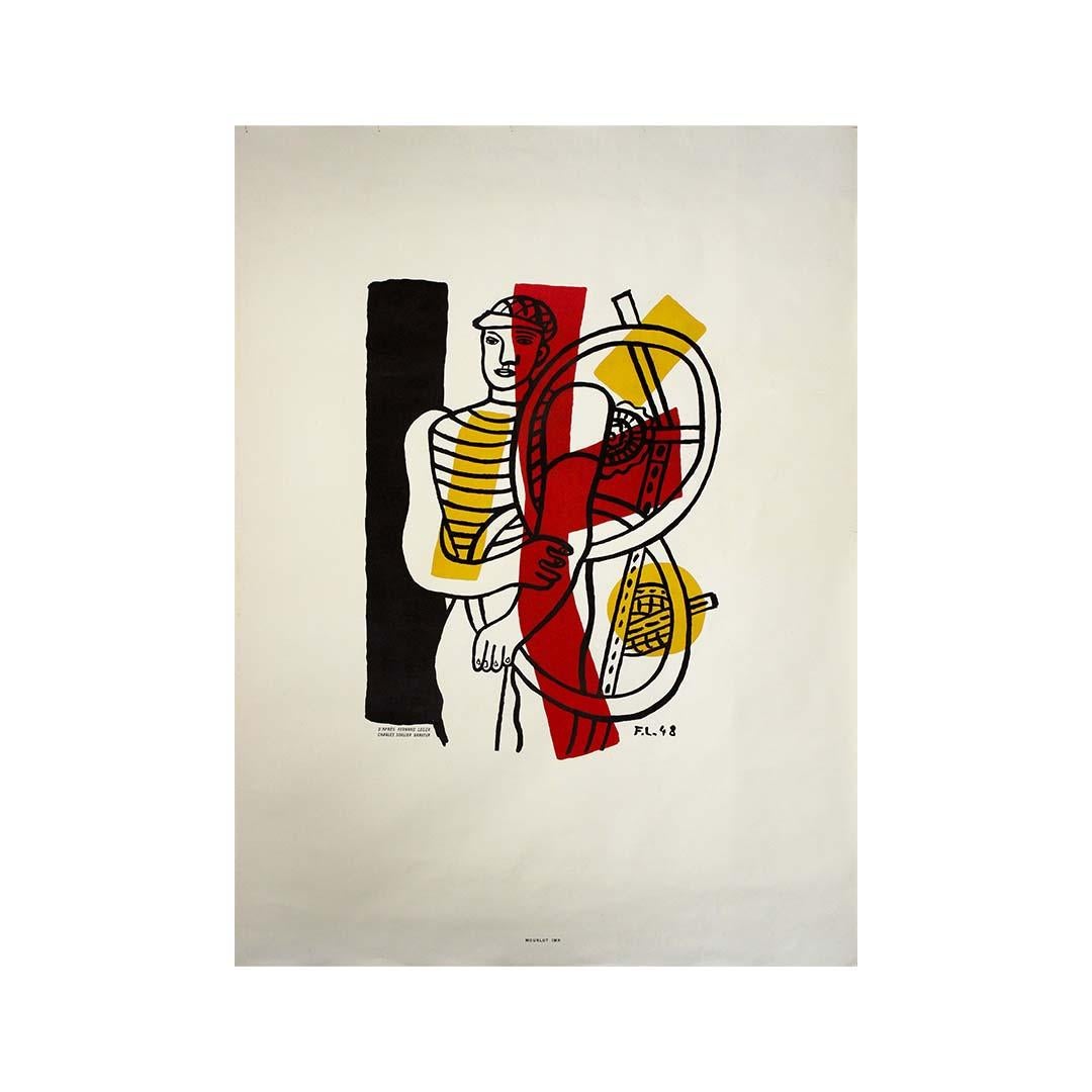 1951 original lithographic poster reproduces Fernand Léger’s Le Cycliste (1948) For Sale 1