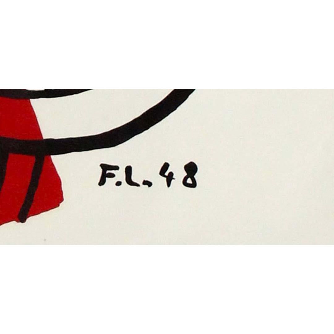 1951 original lithographic poster reproduces Fernand Léger’s Le Cycliste (1948) For Sale 2