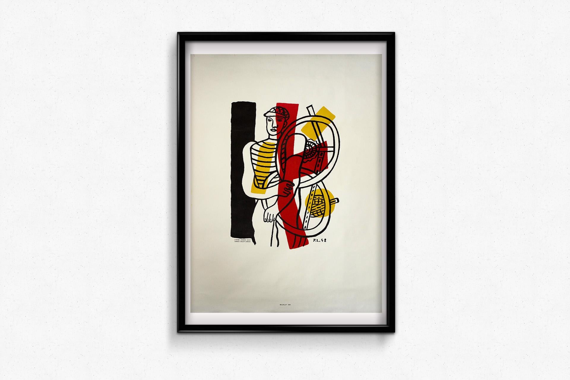 1951 original lithographic poster reproduces Fernand Léger’s Le Cycliste (1948) For Sale 3