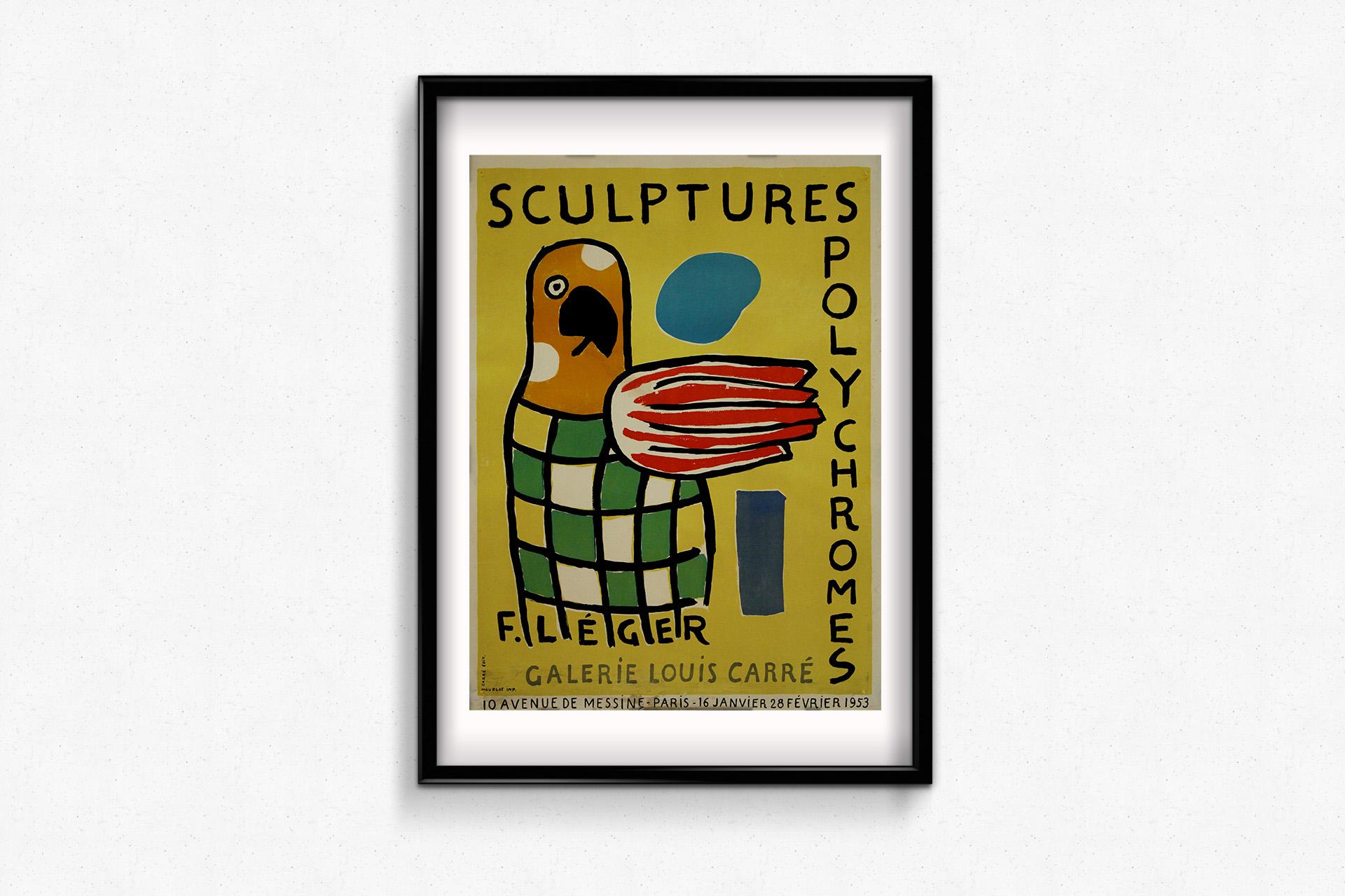 1953 poster for Sculptures Polychromes by Fernand Léger at Galerie Louis Carré For Sale 1