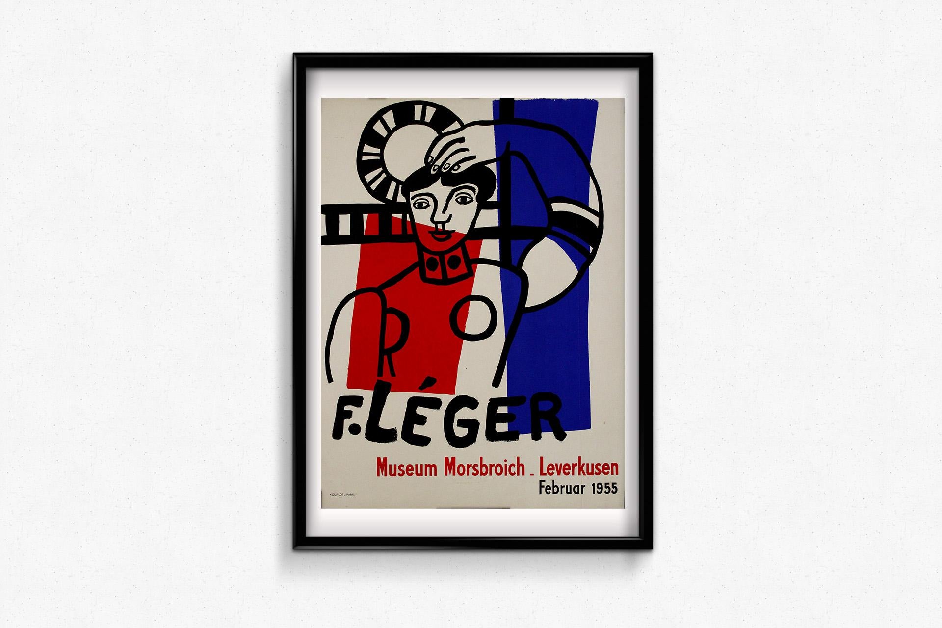 1955 original exhibition poster by Fernand Léger - in Leverkusen, Germany For Sale 1