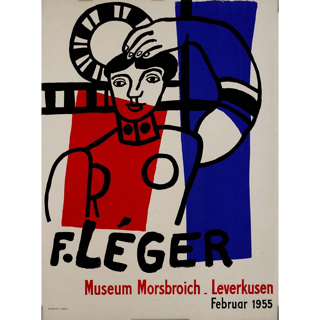This 1955 original exhibition poster was created for Fernand Léger’s retrospective at Museum Morsbroich in Leverkusen, Germany. Featuring Léger’s signature bold lines, geometric abstraction, and striking use of primary colors, the poster is a