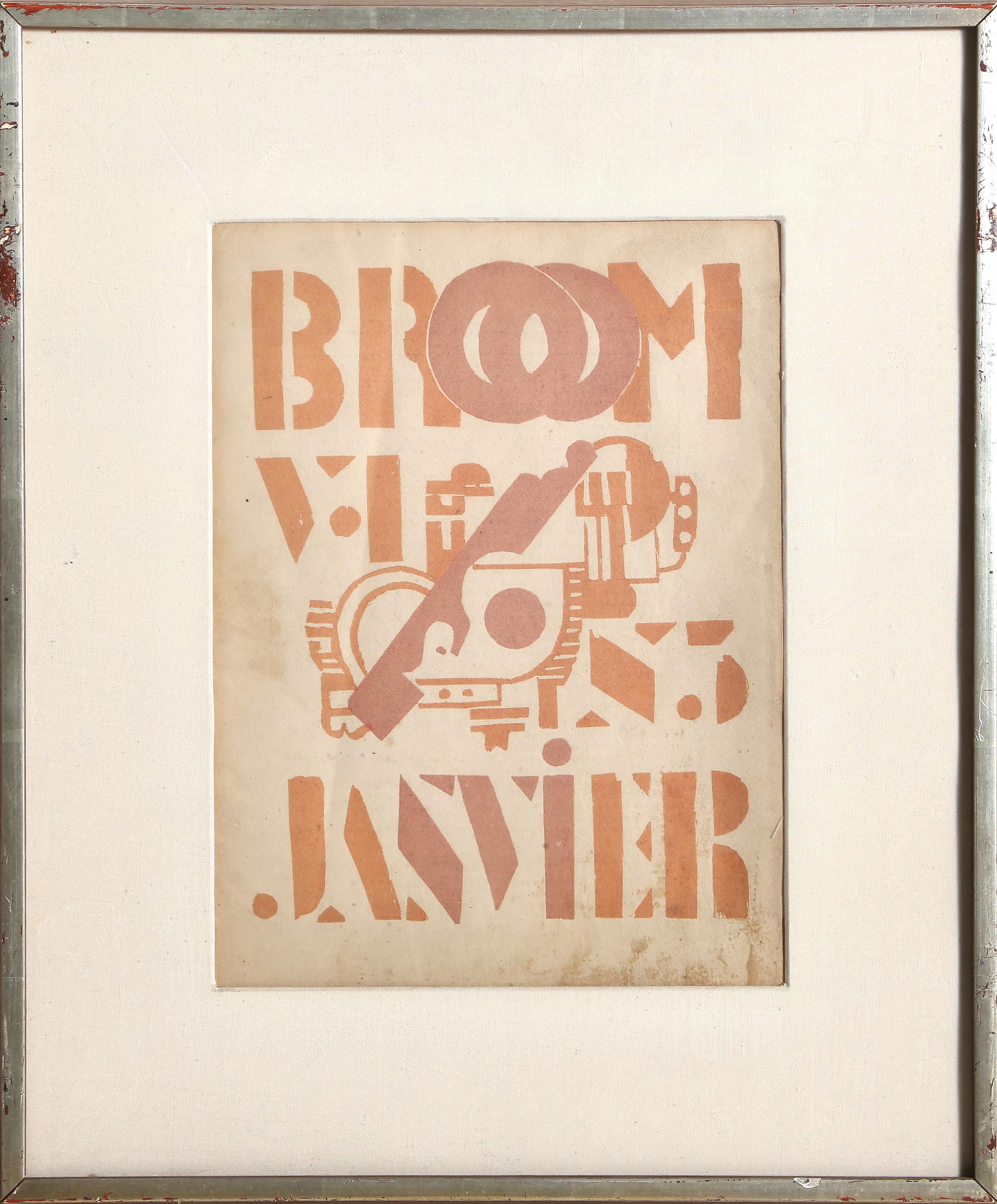 Fernand Léger, French (1881 -1955) - Broom, Year:  1922, Medium:  Woodcut, Image Size:  11.5 x 8.5 inches, Size:  12.5 x 9 in. (31.75 x 22.86 cm), Frame Size:  18 x 15 inches, Description:  From the collection of the late Larry Saphire