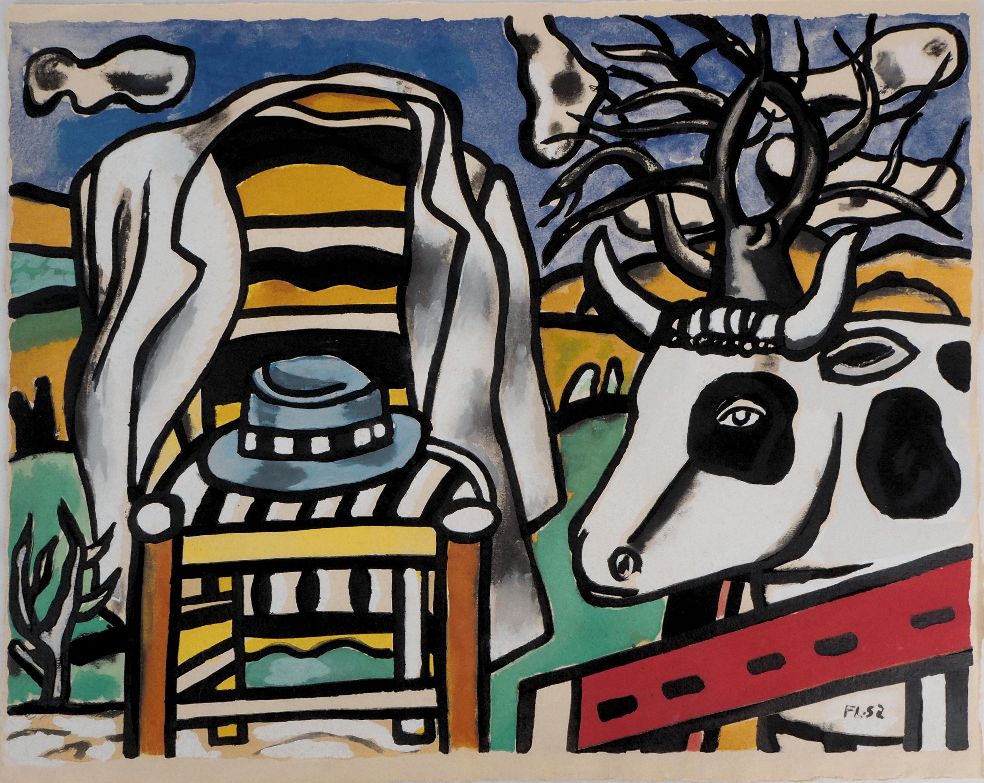  Chair, Hat and Cow - Lithograph and Stencil, 1959