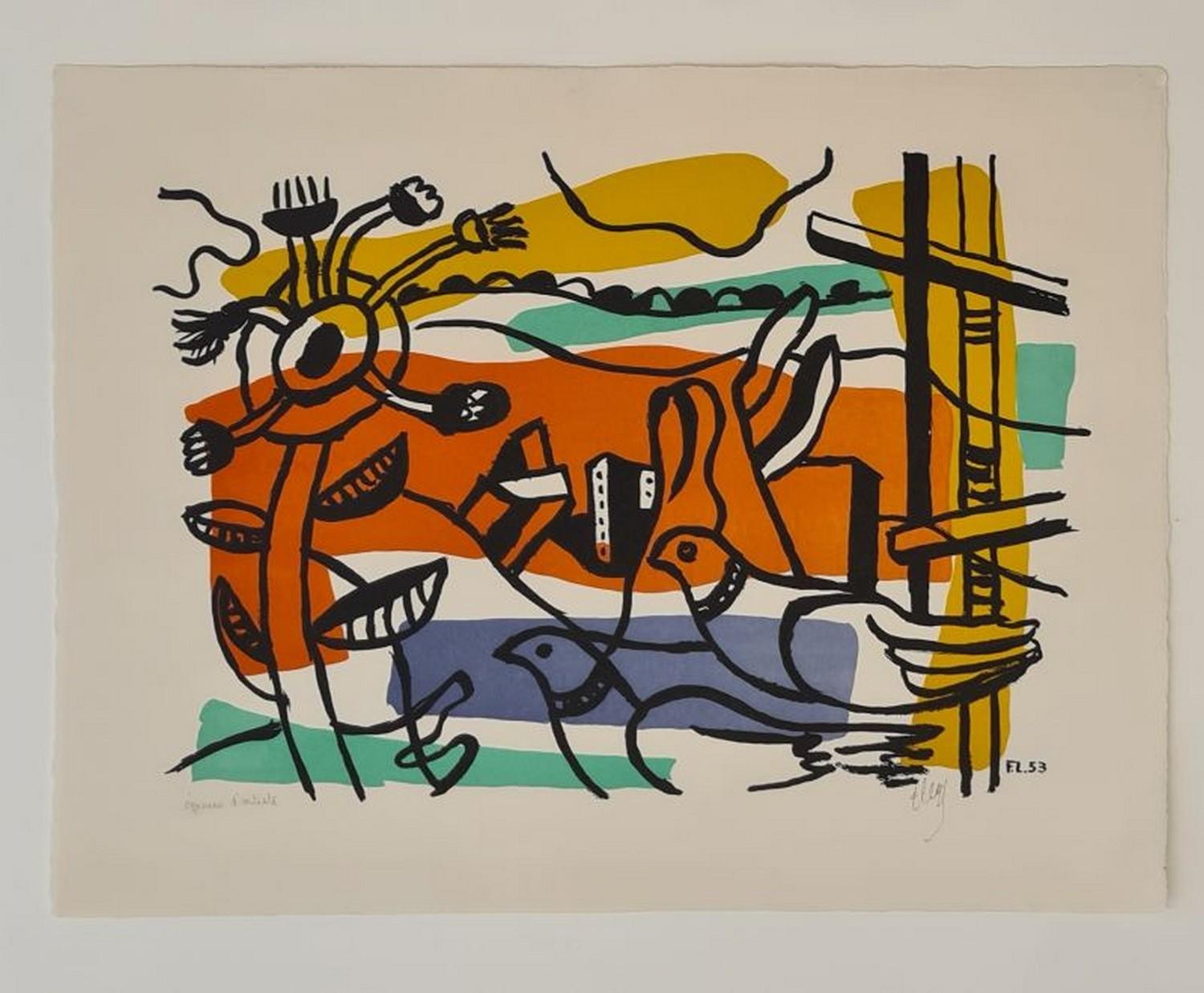 Fernand Léger Abstract Print - Composition aux deux oiseaux 