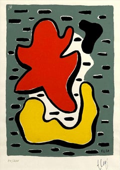 Composition avec formes jaune et rouge (Composition with yellow and red shapes)
