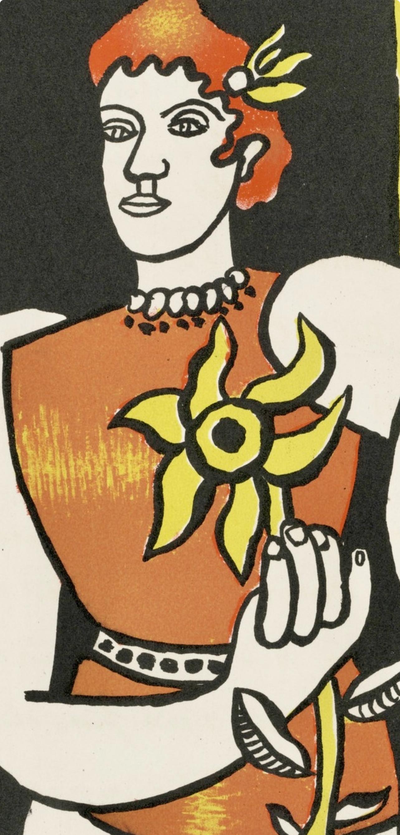Composition, Cirque (Saphire, N° 44-106) - Orange Landscape Print by Fernand Léger