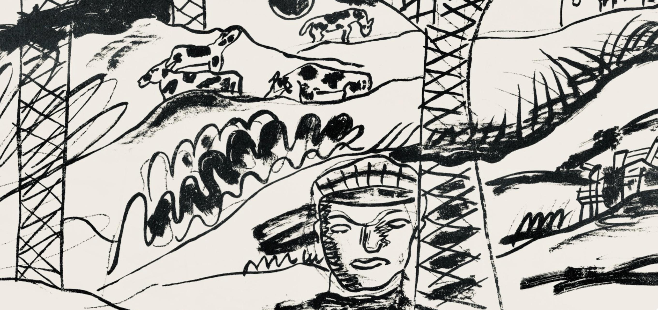 Composition, Cirque (Saphire, N° 44-106) - Beige Landscape Print by Fernand Léger