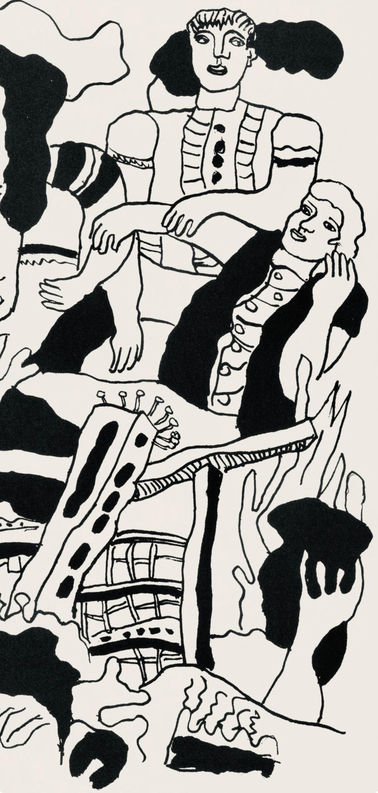 Composition, Cirque (Saphire, N° 44-106) - Beige Landscape Print by Fernand Léger