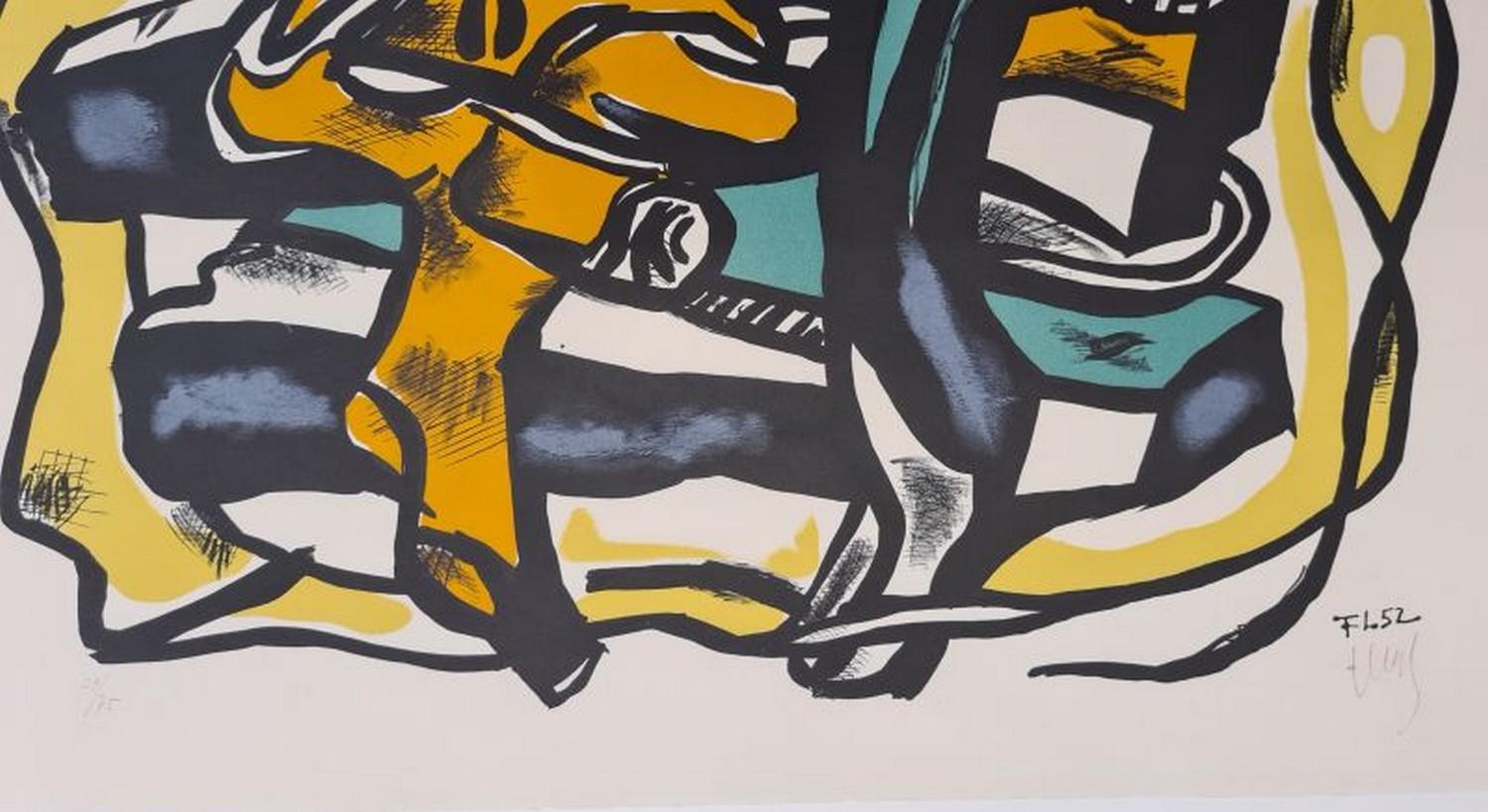 Composition sur fond jaune - Print de Fernand Léger