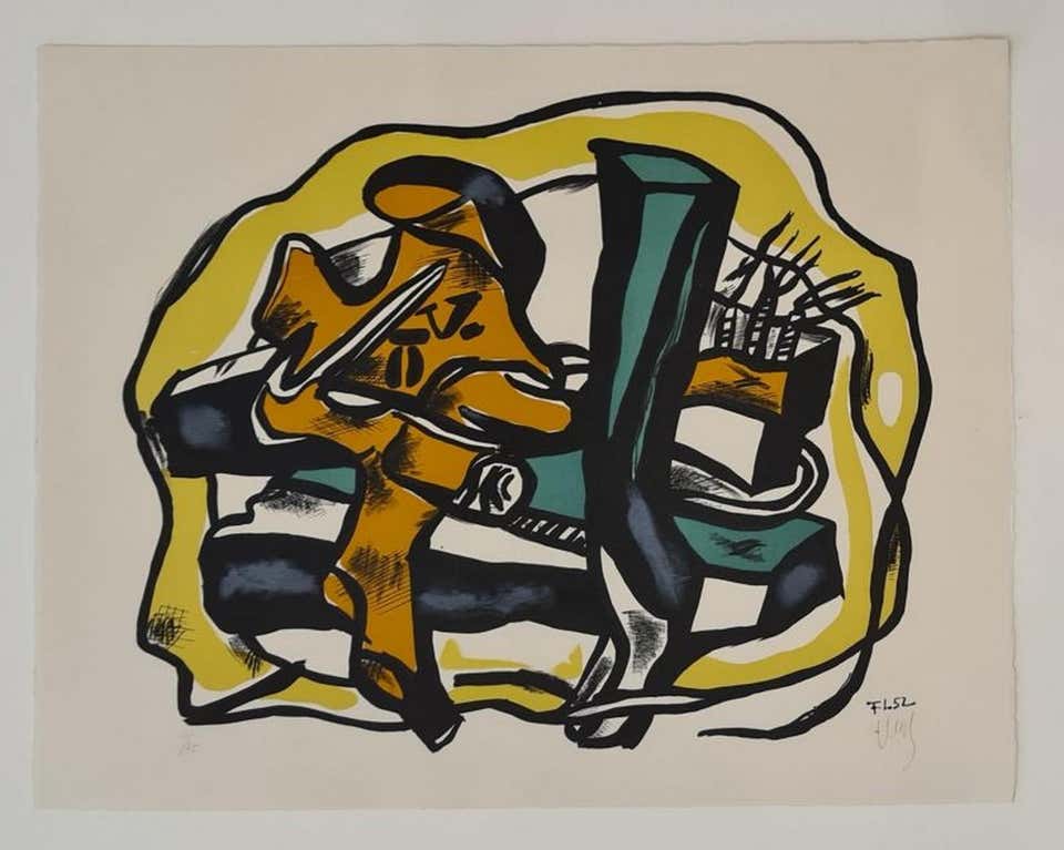 Composition on a yellow background