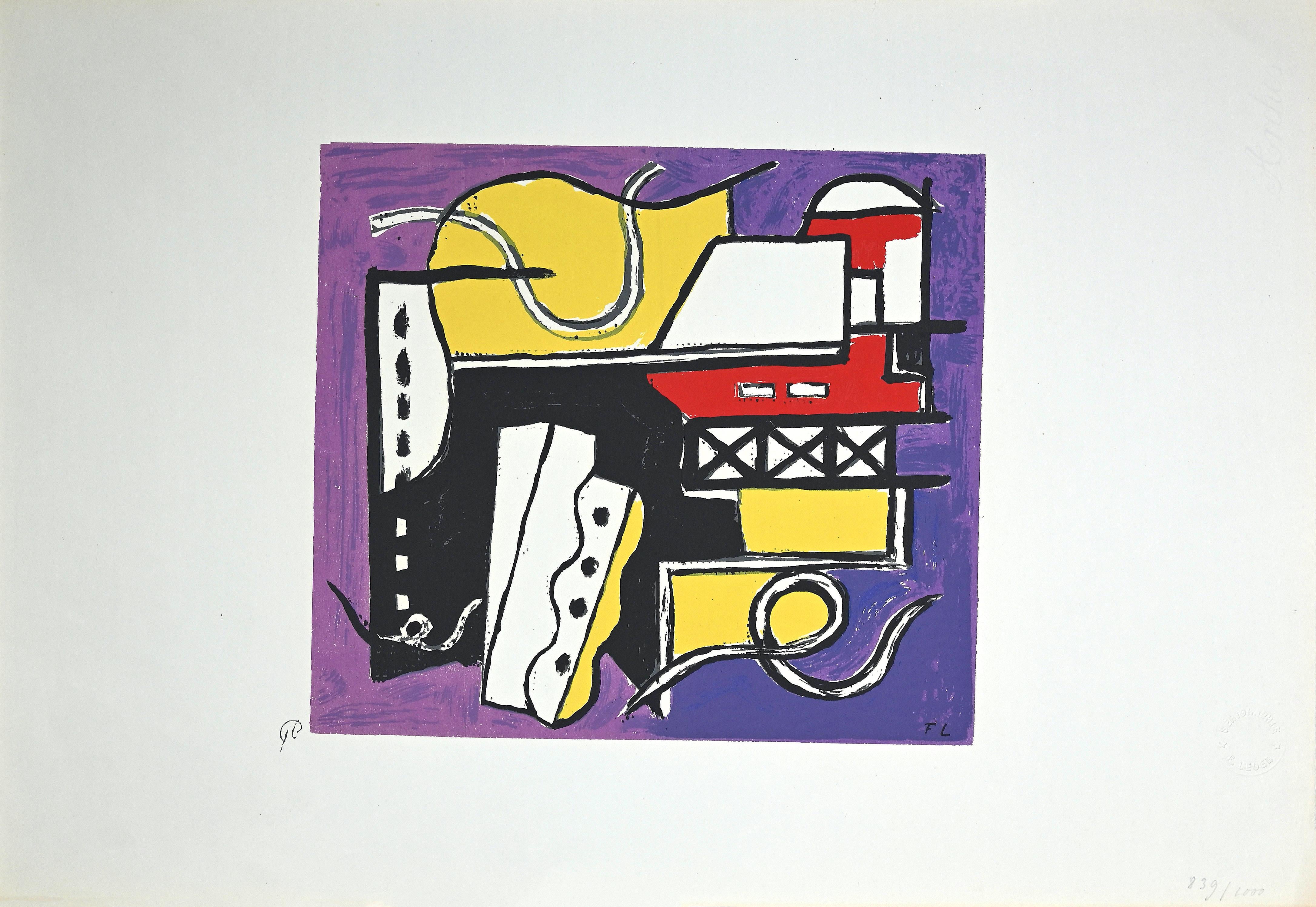Composition est une sérigraphie réalisée d'après Fernand Léger au milieu du 20e siècle.

Monogrammé dans la plaque et numéroté à la main au crayon en bas à droite.

La composition fait partie d'une collection de 1000 spécimens, signature sèche de