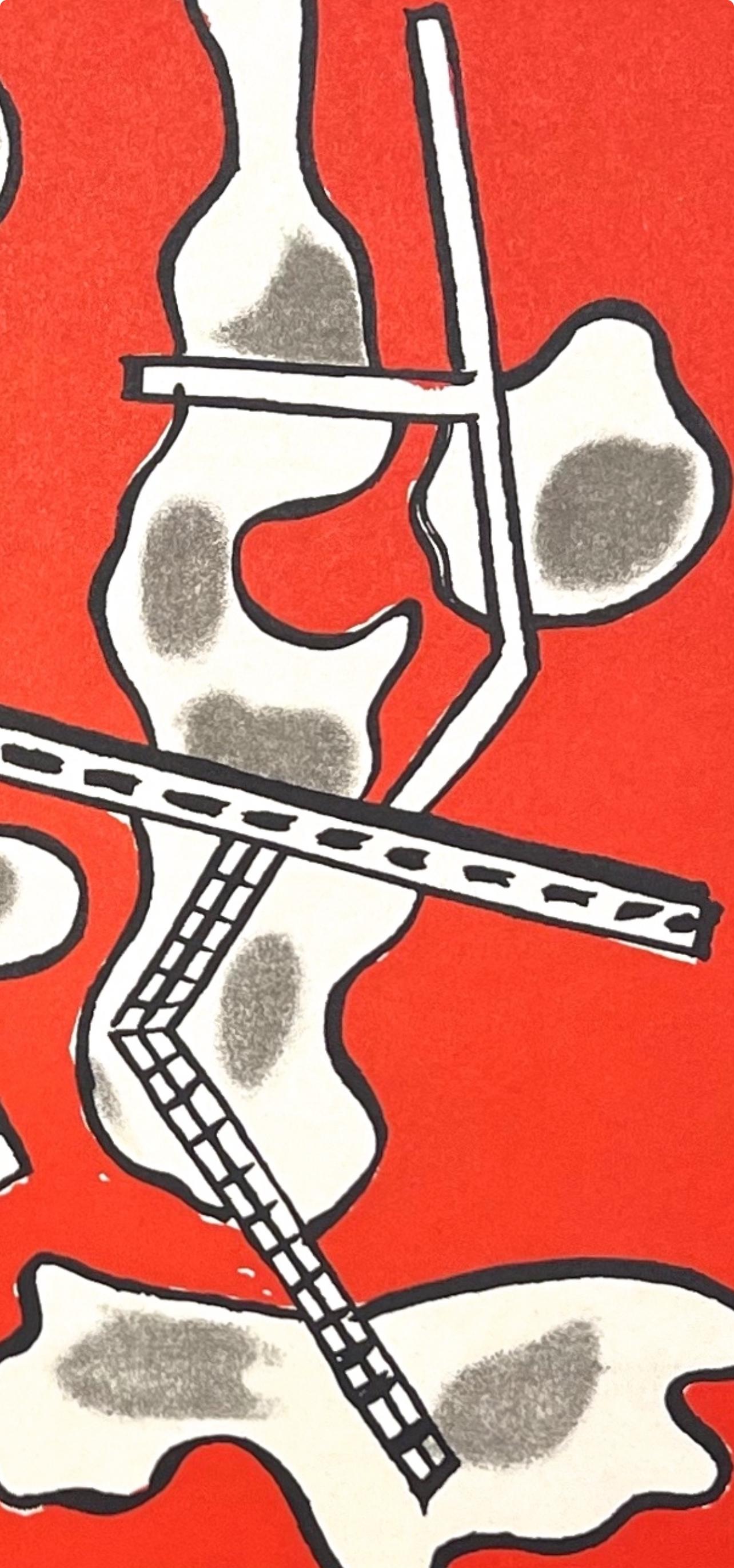 Zusammensetzung (Saphire 90), Derrière le miroir (Rot), Still-Life Print, von Fernand Léger
