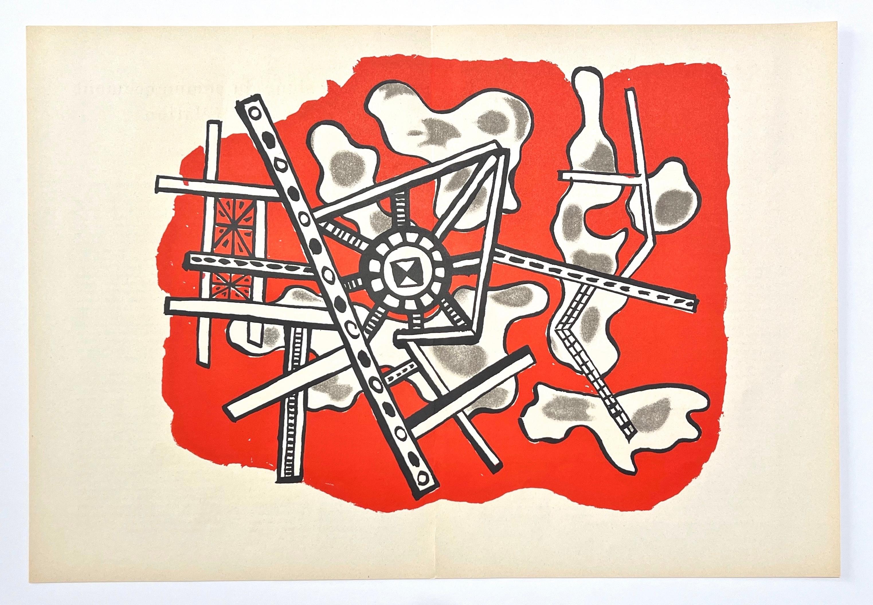 Lithographie auf Velinpapier. Papierformat: 15 x 22 Zoll, mit Mittelfalte, wie ausgegeben. Beschriftung: Unsigniert und nicht nummeriert, wie ausgegeben. Referenzen des Werkverzeichnisses: Léger, Fernand, und Lawrence Saphire. Fernand Léger: Das