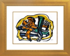 Composition sur fond jaune