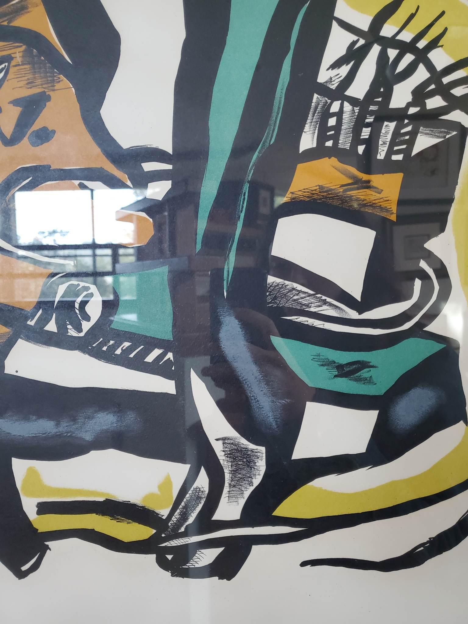 Composition sur fond jaune - Moderne Print par Fernand Léger