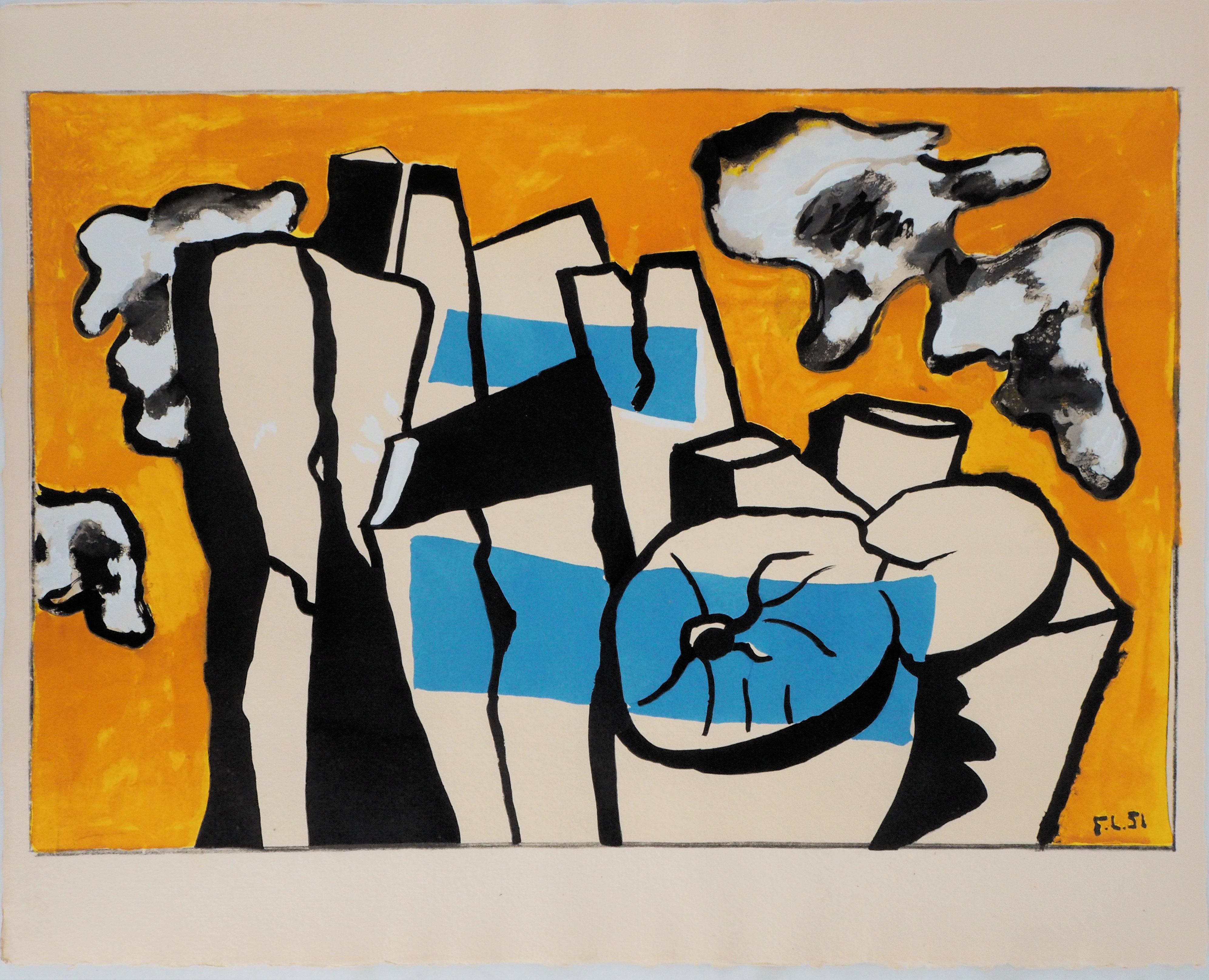 Cubist Wood Logs - Lithograph and Stencil, 1959