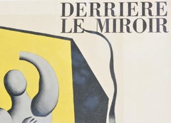 "Derriere Le Miroir 1955" Blue, Yellow, and Brown Abstract Figurative Lithograph