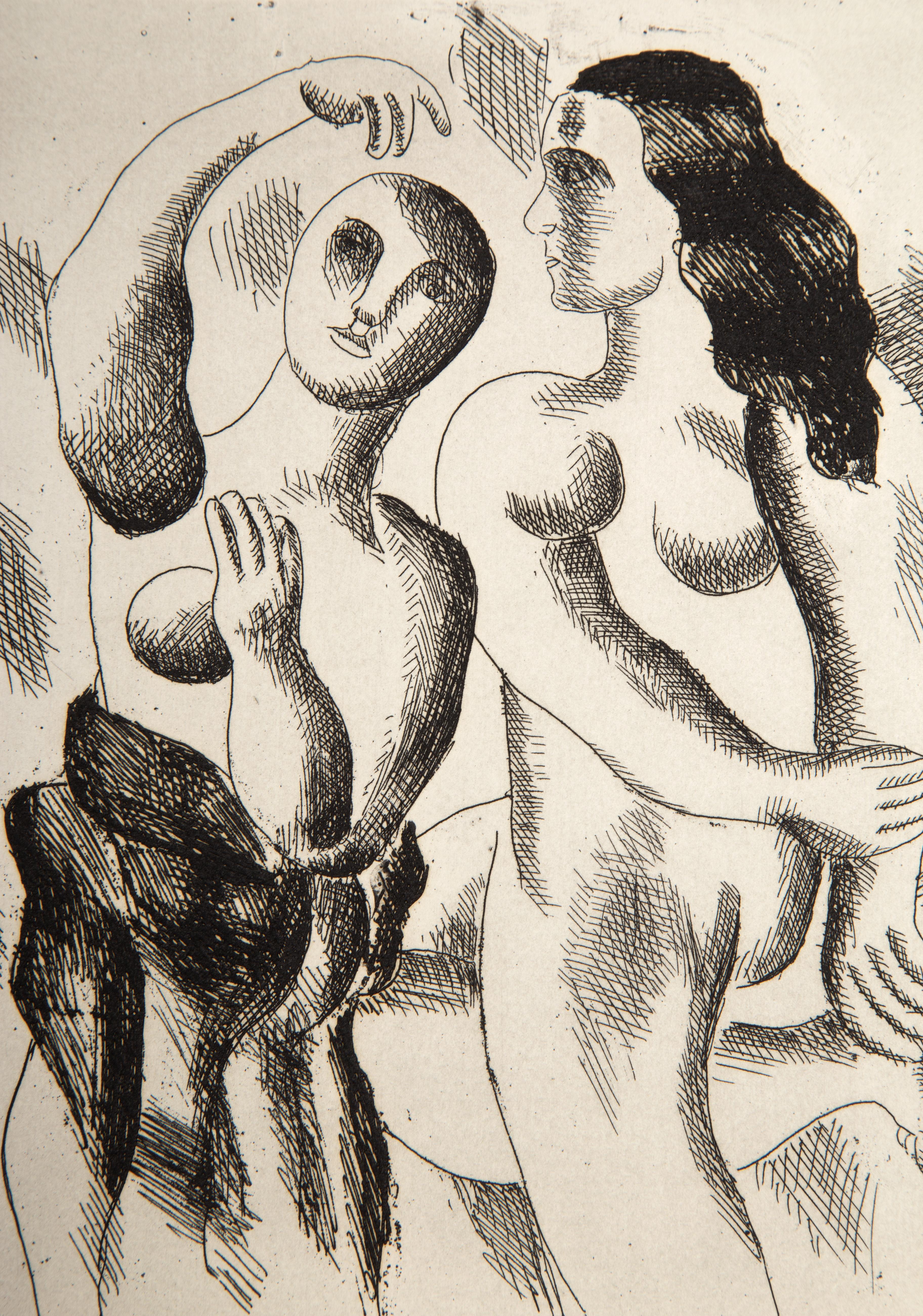 Deux nus Dansant
Fernand Leger, French (1881–1955)
Date: circa 1932
Drypoint Etching
Image Size: 8.5 x 7.5 inches
Size: 14.75 x 11 in. (37.47 x 27.94 cm)
From the collection of the late Larry Saphire.