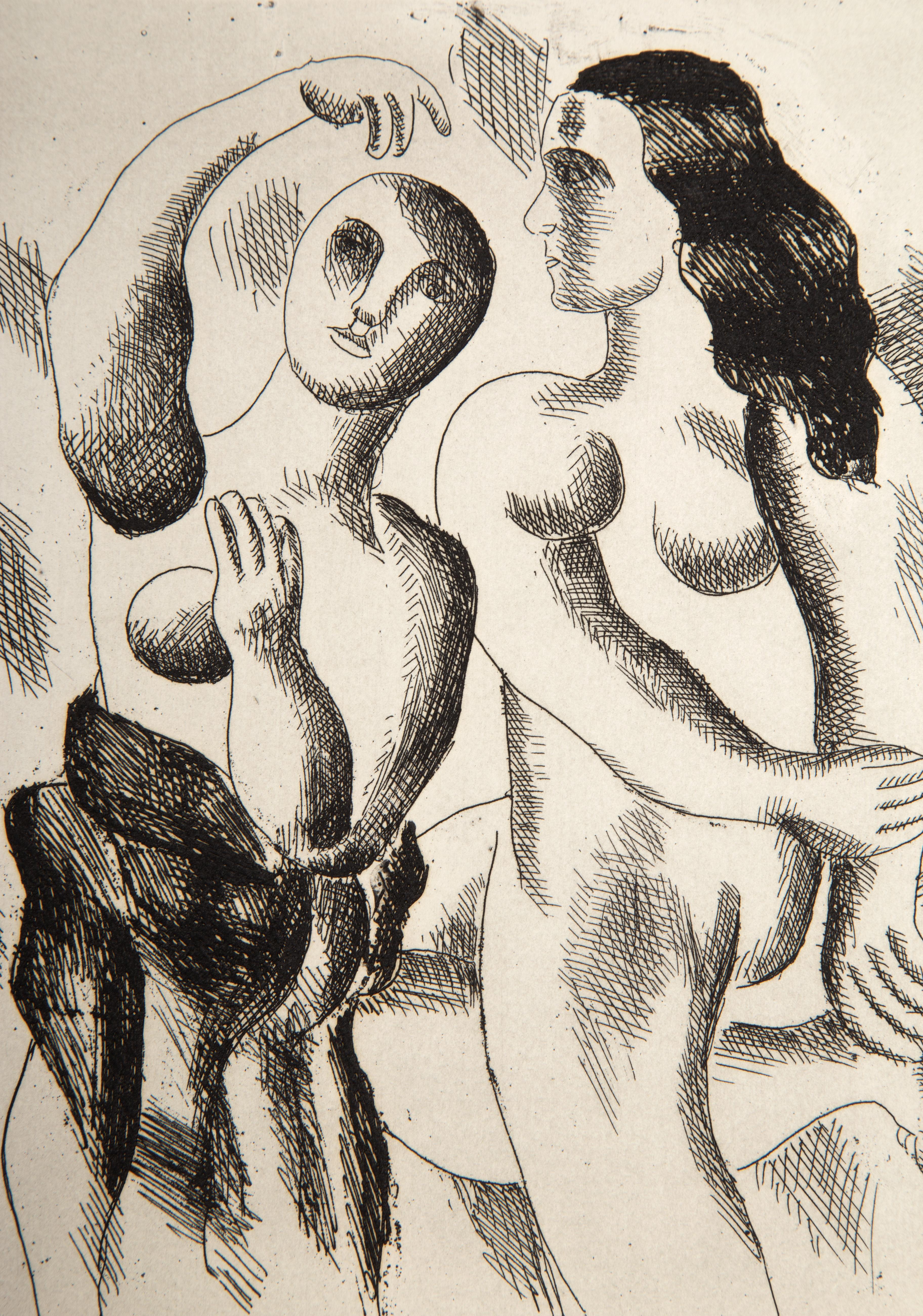 Deux nus Dansant, acquaforte moderna a puntasecca di Fernand Leger - Abstract Print Beige di Fernand Léger