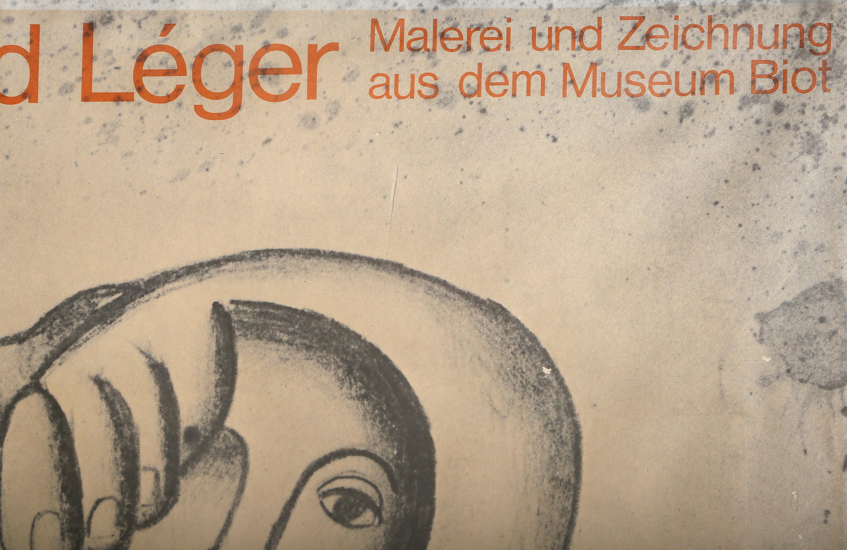 Mostra Staatliche Kunsthalle Baden-Baden, Poster moderno di Fernand Leger - Portrait Print Beige di Fernand Léger