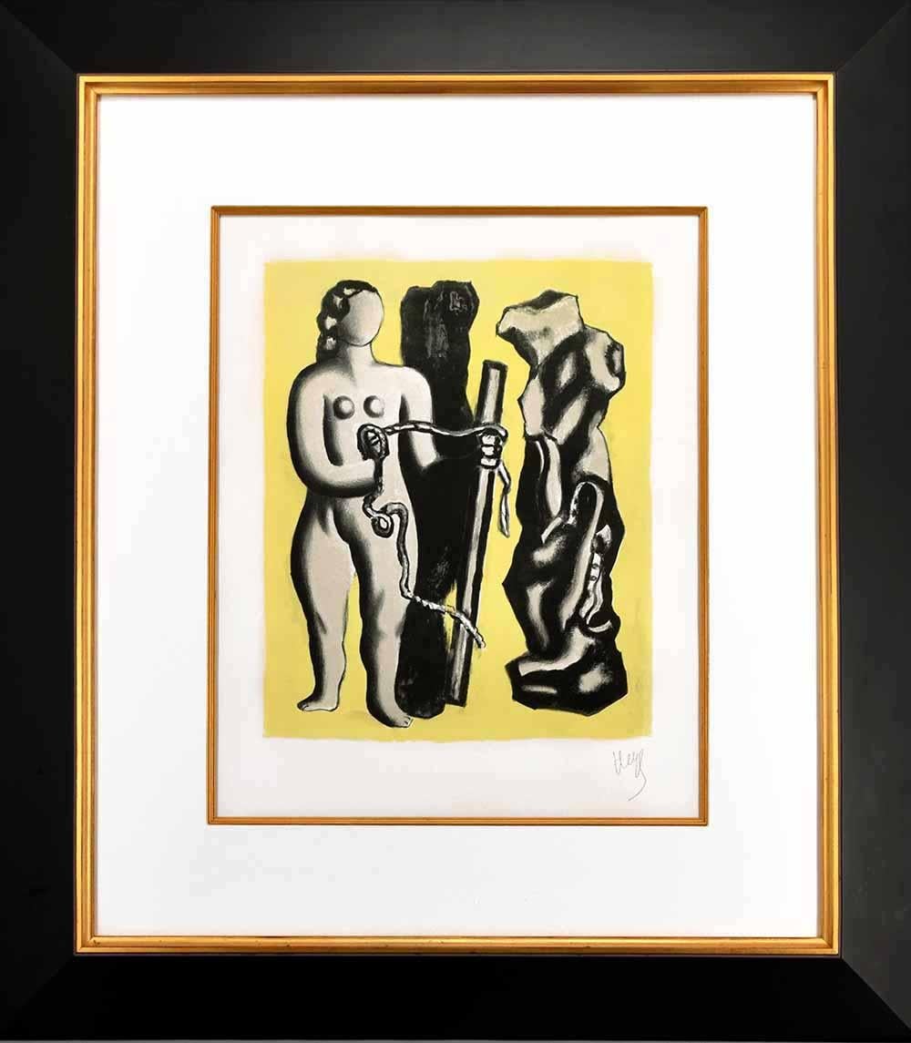 Femme sur fond jaune (Woman Against Yellow Background), 1952 - Print by Fernand Léger