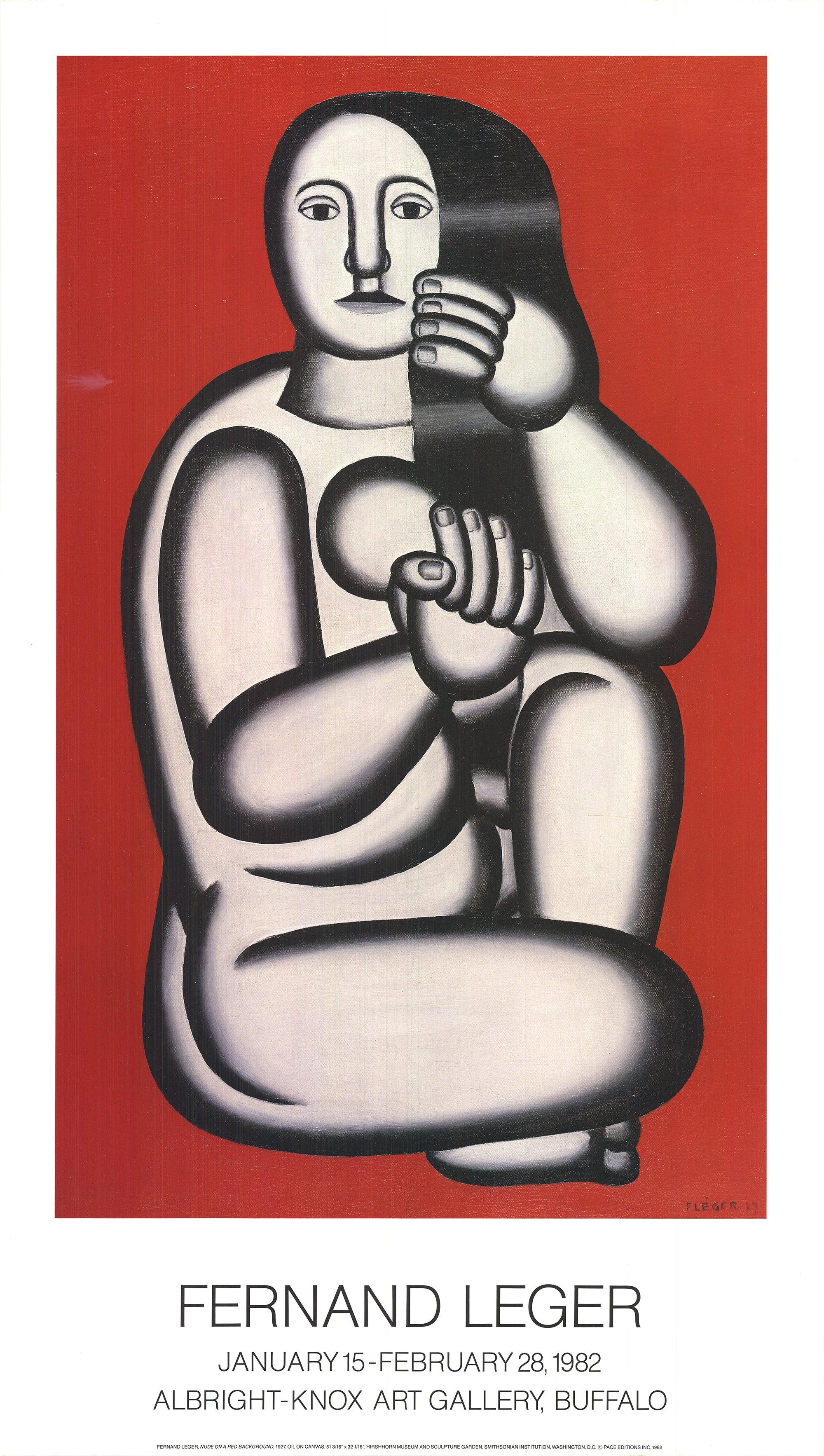 Fernand Leger „Akt auf rotem Hintergrund“, Poster, Fernand Leger, 1982 – Print von Fernand Léger