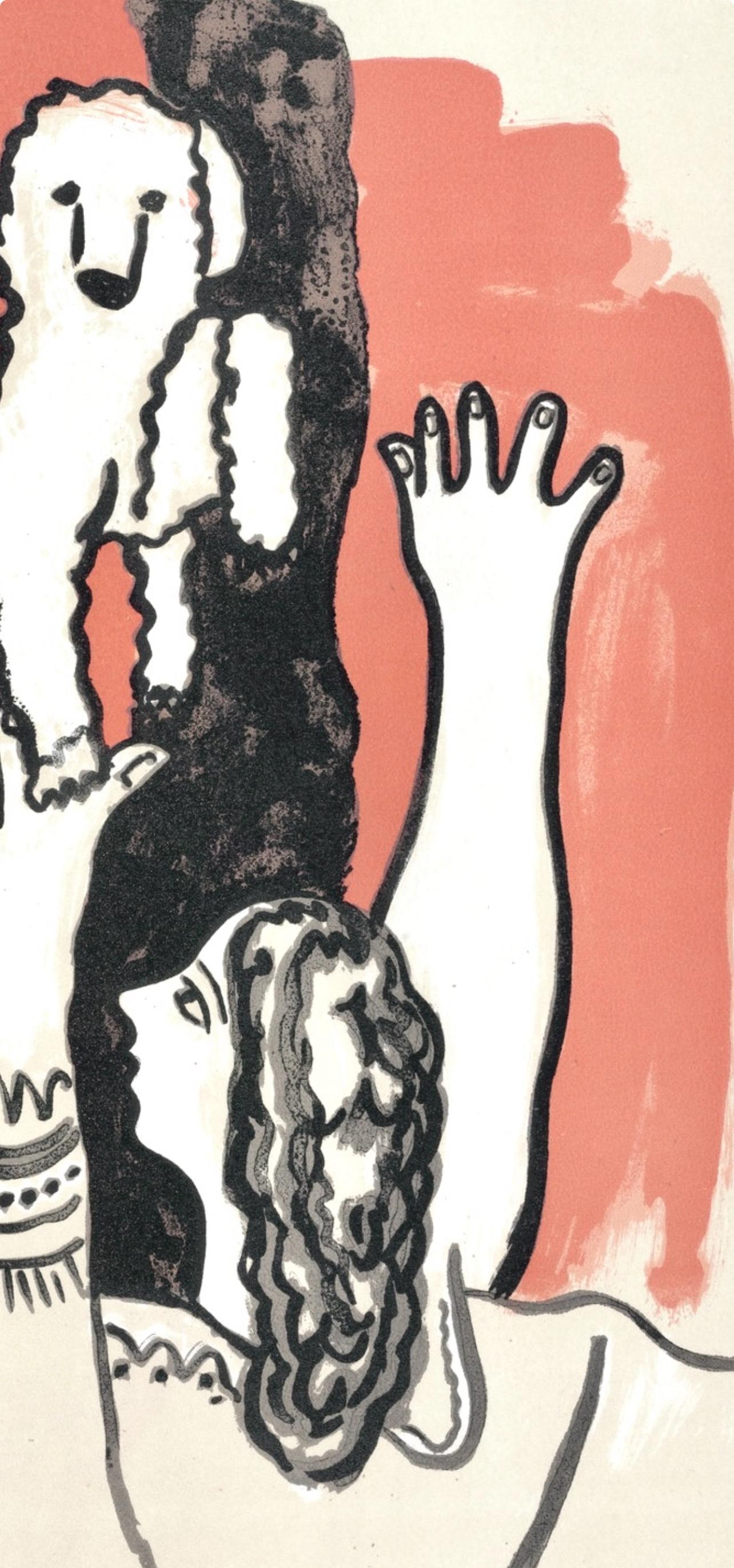 Fernand Leger, Plate 31, from Circus, 1950 - Orange Landscape Print by Fernand Léger