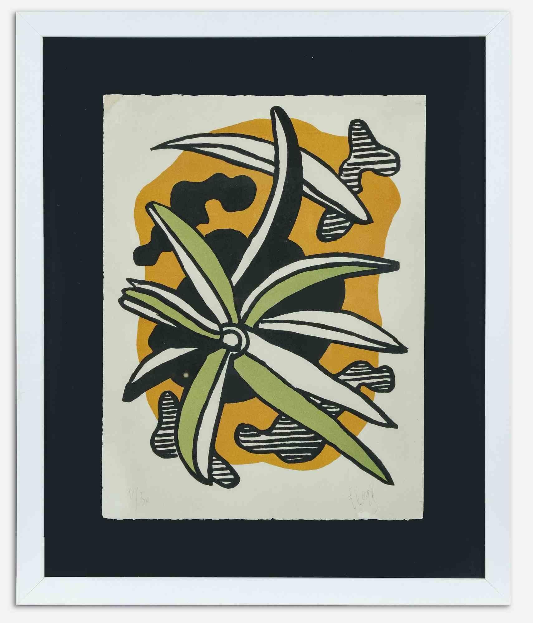 Fleur.  Lithographie von Fernand Léger - 1952