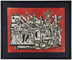 Grand Parade sur Fond Rouge - Lithograph after Fernand Léger - 1959