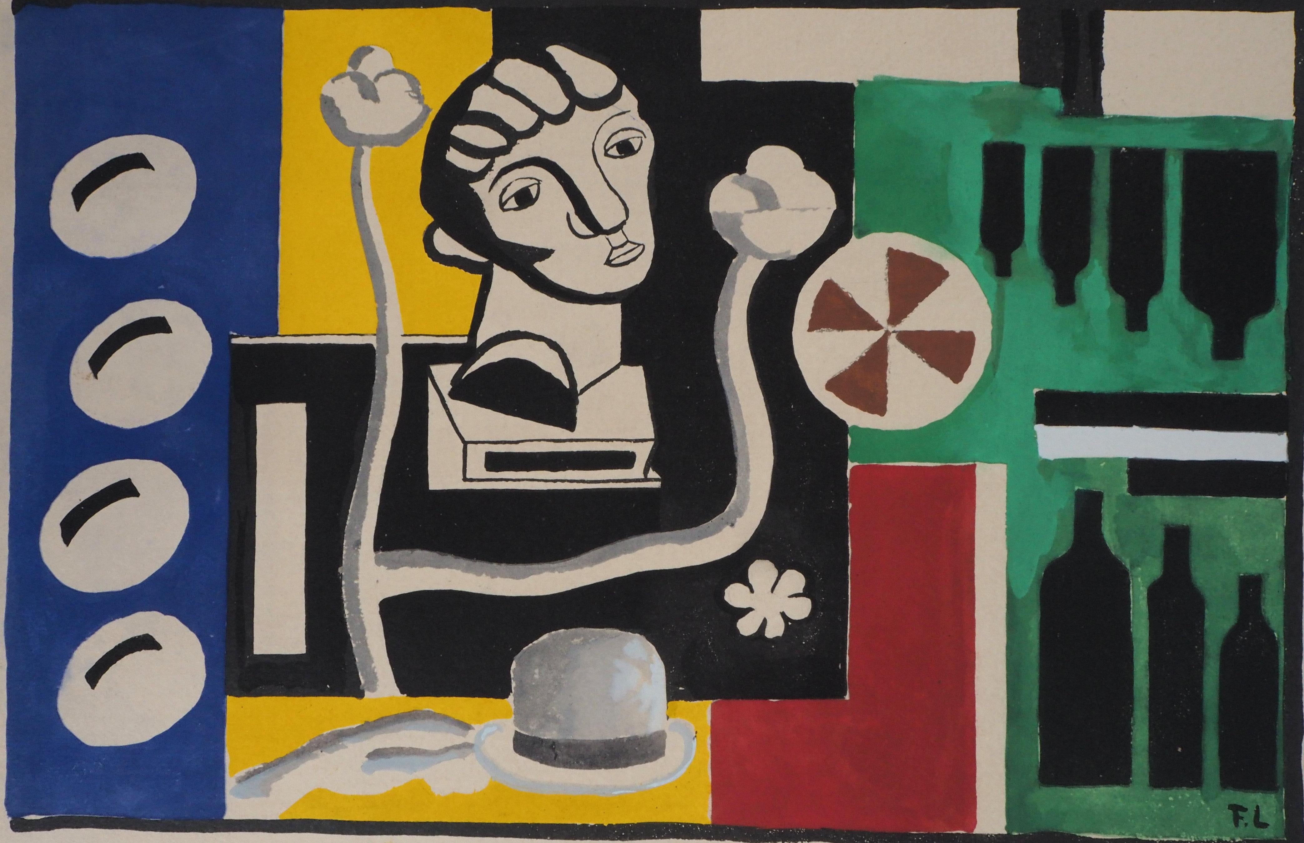 En el taller de escultura - Litografía y plantilla, 1959 - Print de Fernand Léger