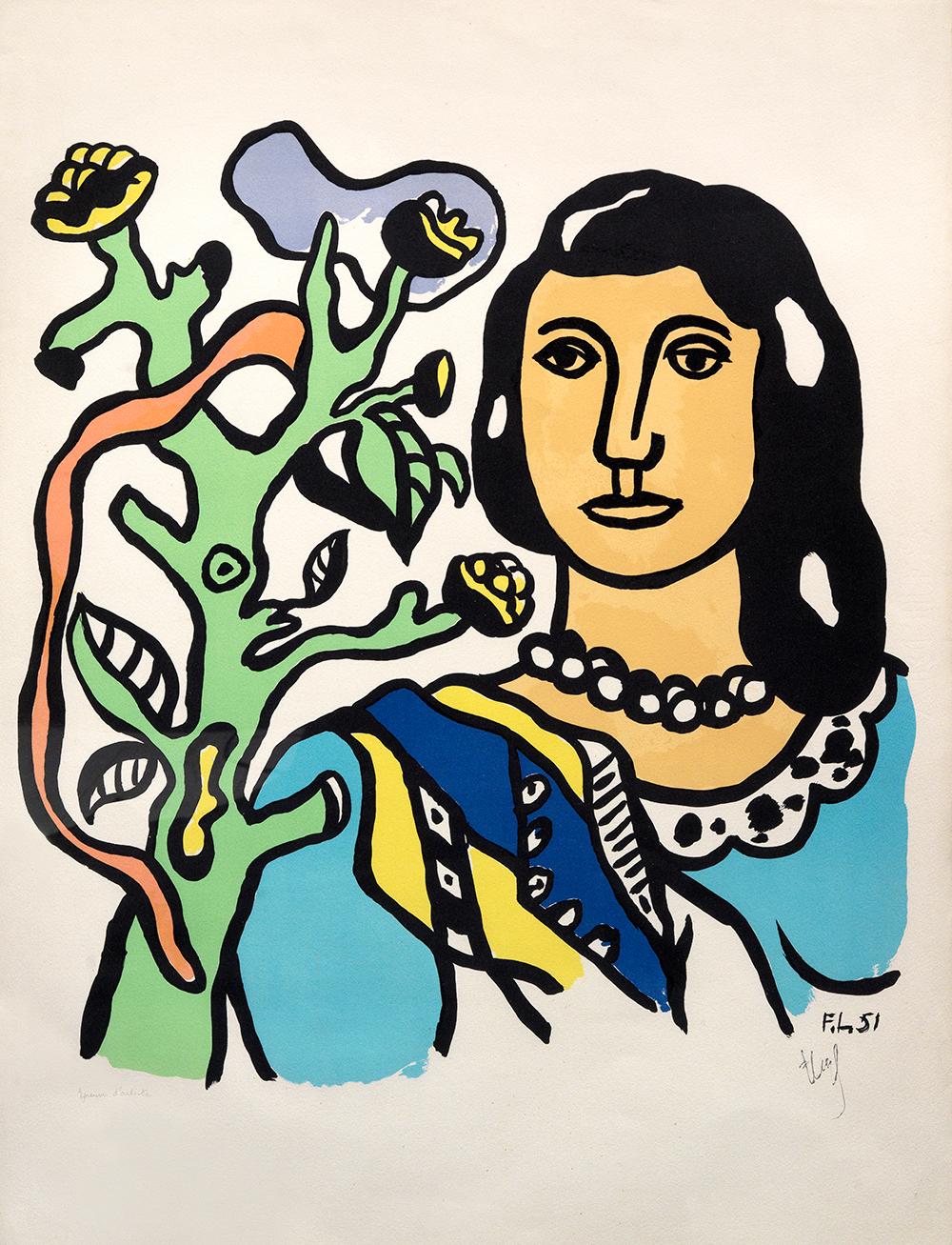 Fernand Léger Figurative Print – La Femme et la Fleur