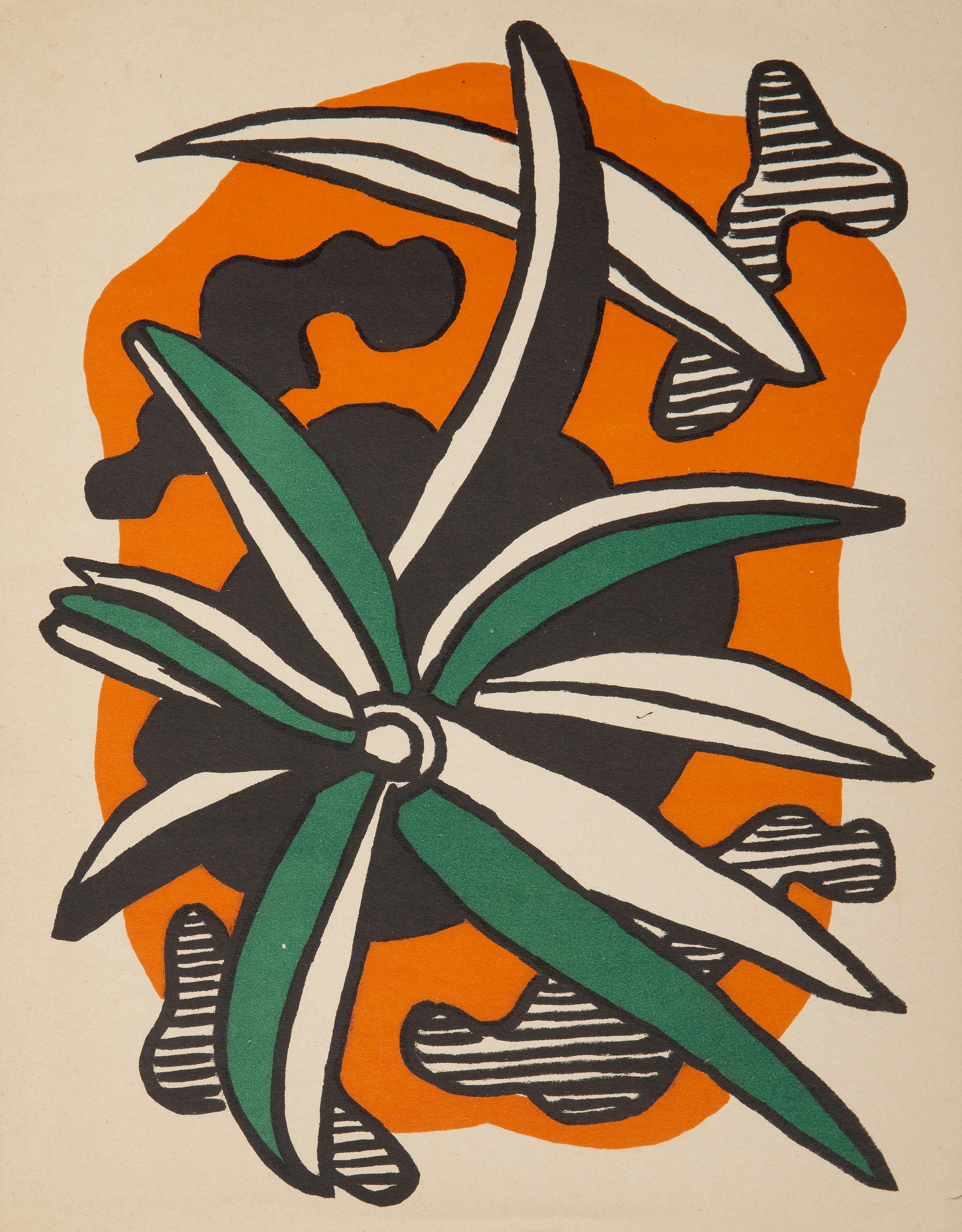 Fernand Léger Abstract Print - La Fleur, Modern Lithograph by Fernand Leger