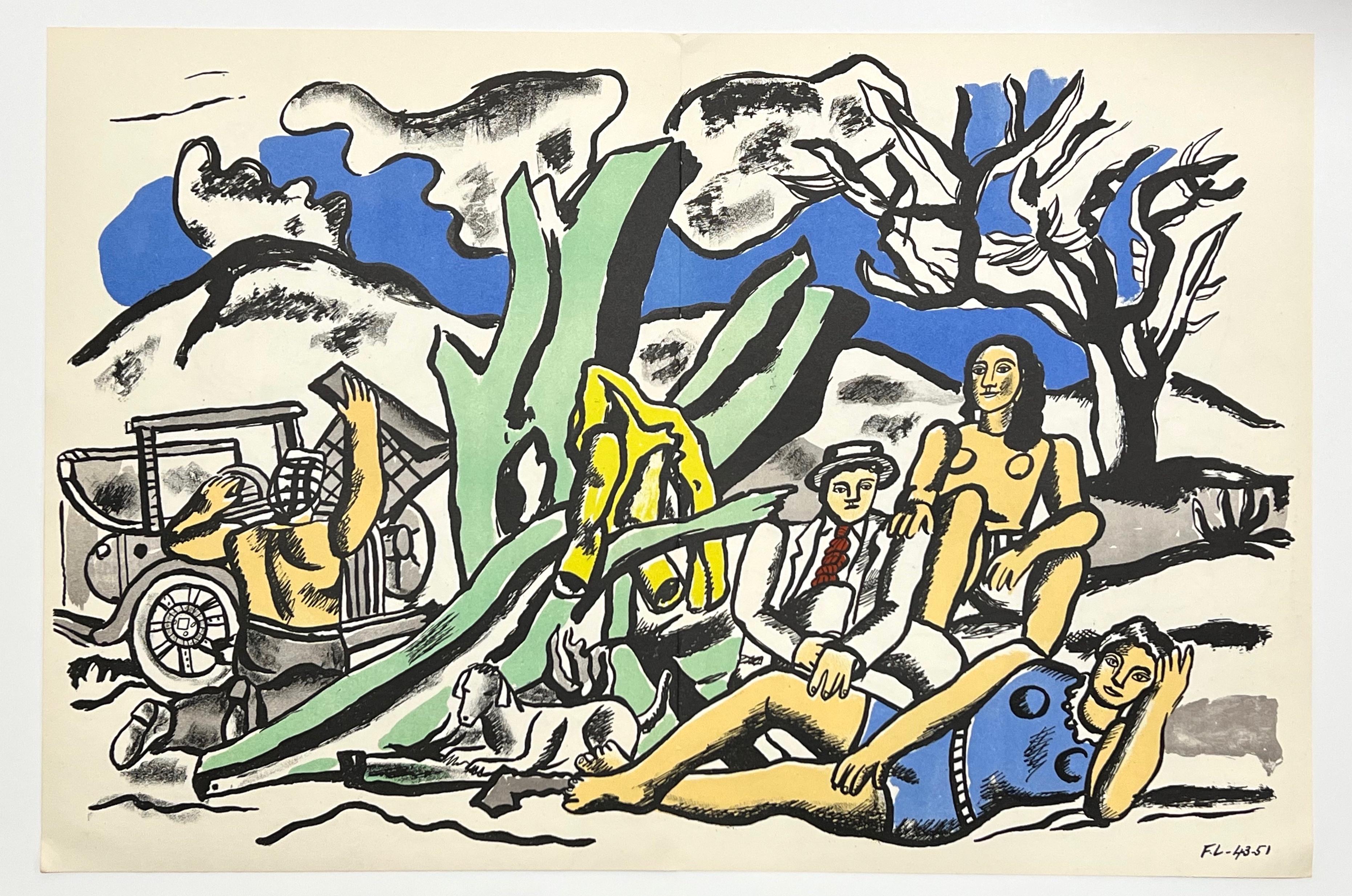 "La partie de la campagne" original lithograph - Print by Fernand Léger