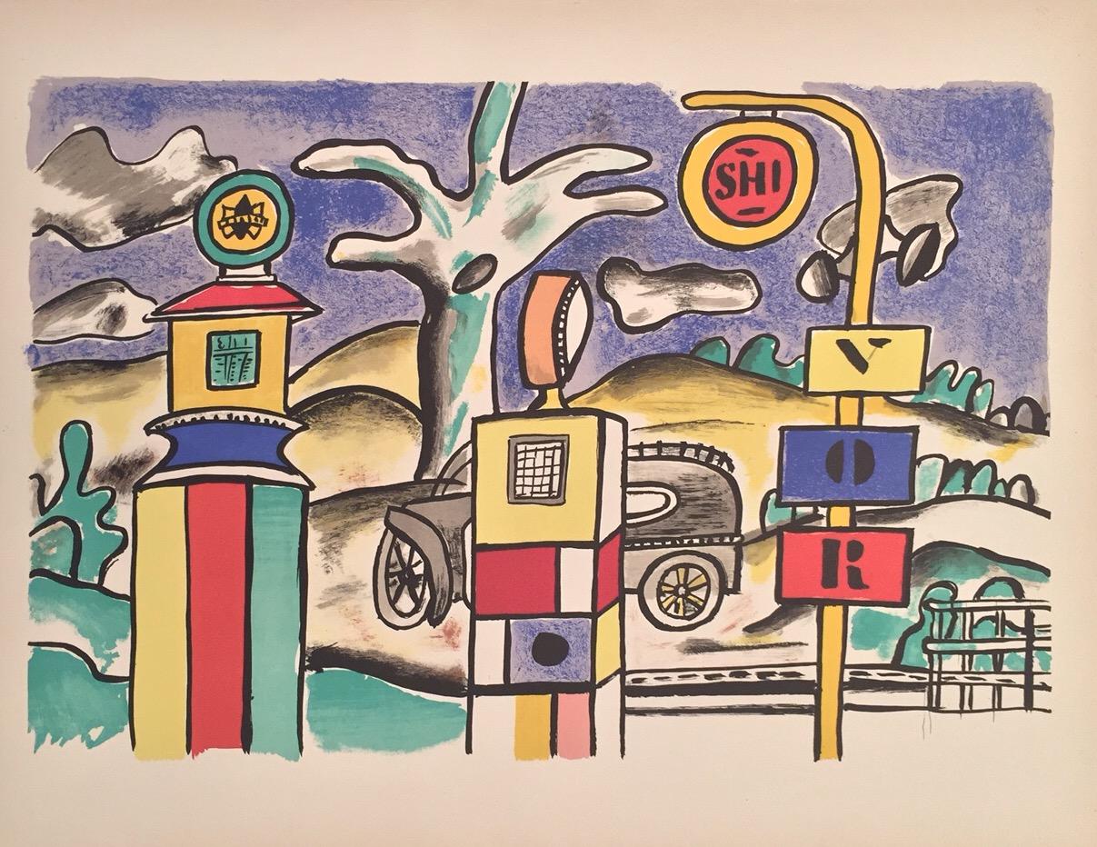 Fernand Léger Landscape Print - La Pompe a Essence (Fuel Pump) From the Series "La Ville" 