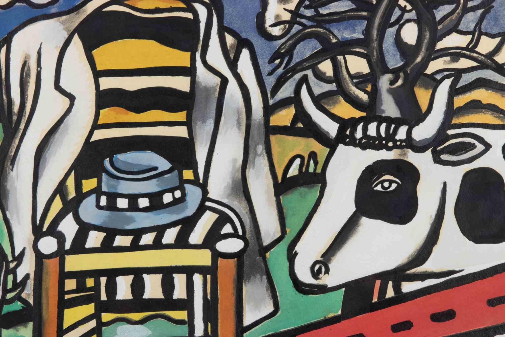 La Vache et la Chaise - Lithograph after Fernand Léger - 1959 For Sale 1