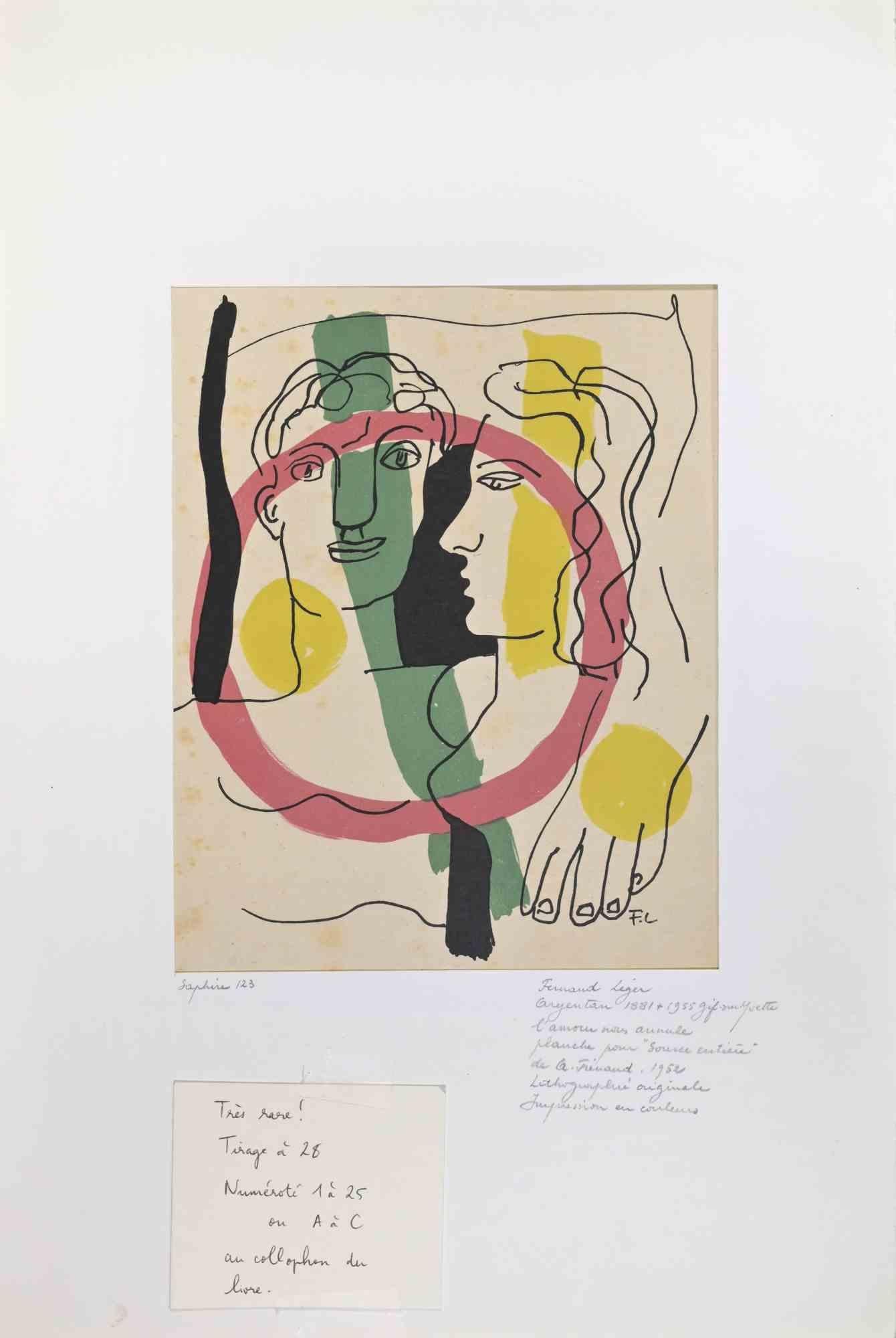 L'Amour nous Annule - Lithographie d'après Fernand Léger - 1952 en vente 1