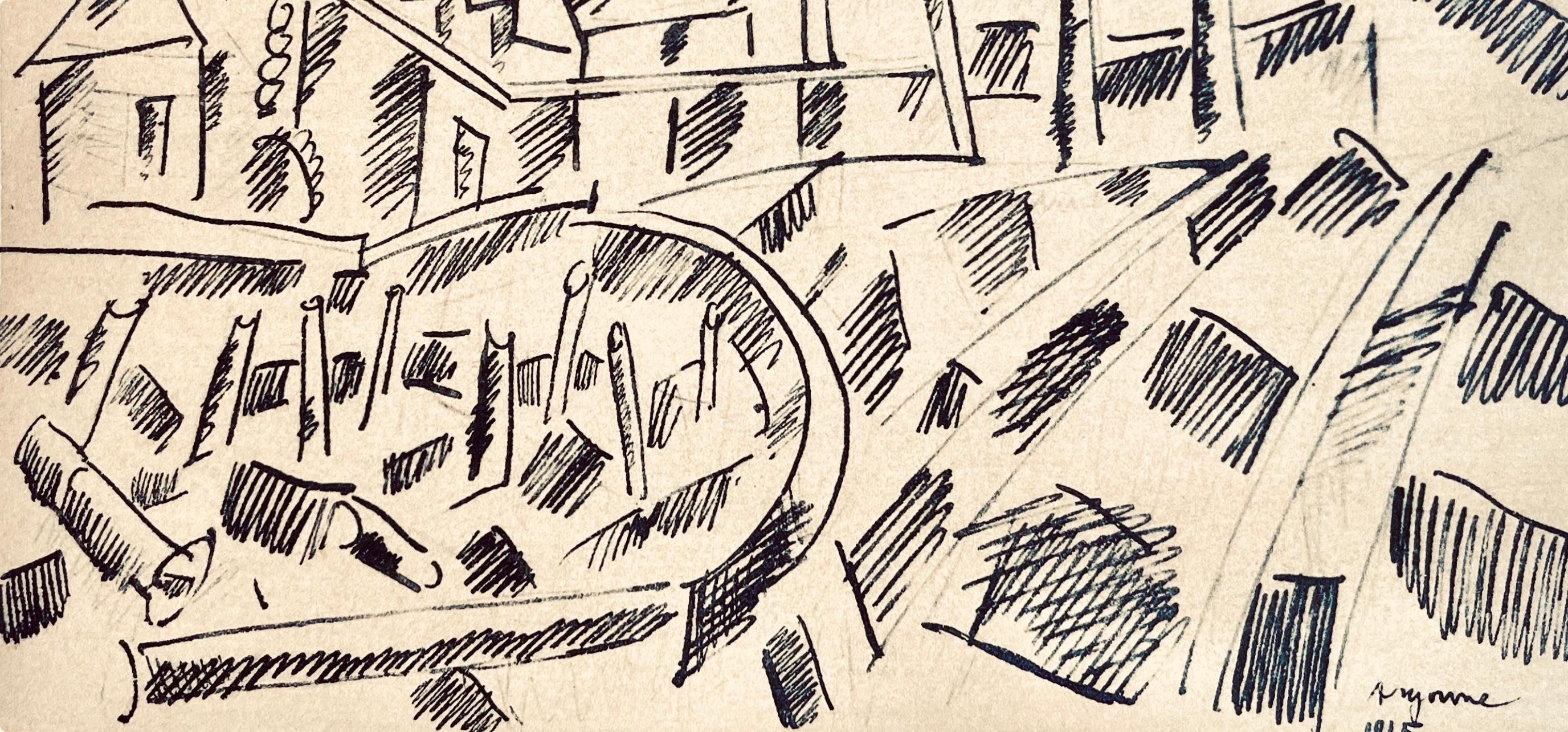 Léger, Aux alentours de Verdun, Dessins de Guerre 1915-16 (after) - White Figurative Print by Fernand Léger