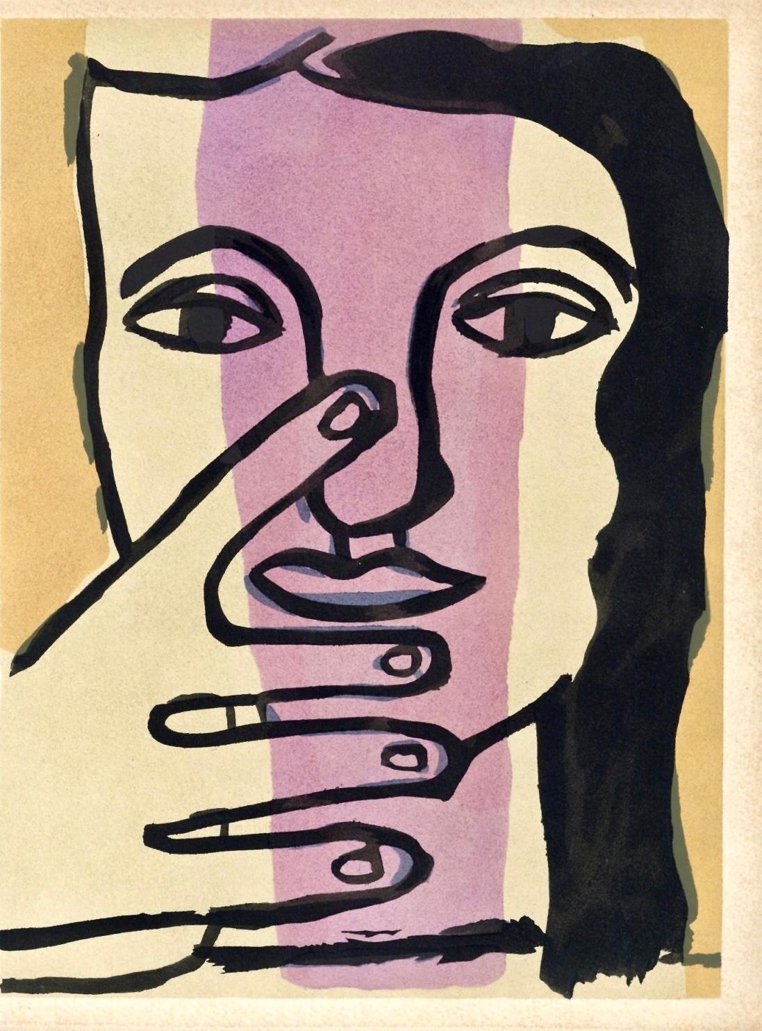 Léger, Composition, Cahiers d'Art (after) - Beige Landscape Print by Fernand Léger