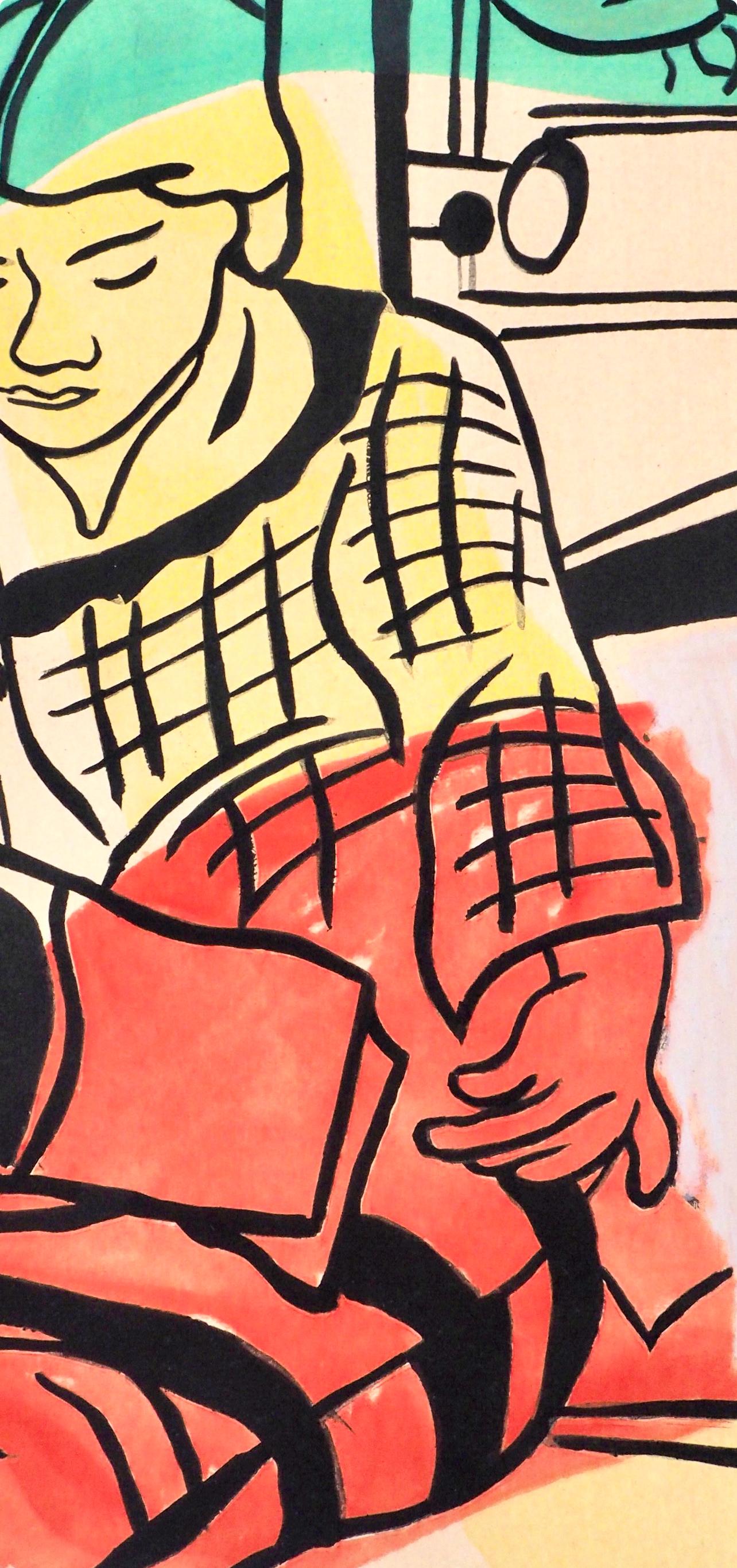 Léger, Composition, Contrastes (after) - Orange Abstract Print by Fernand Léger
