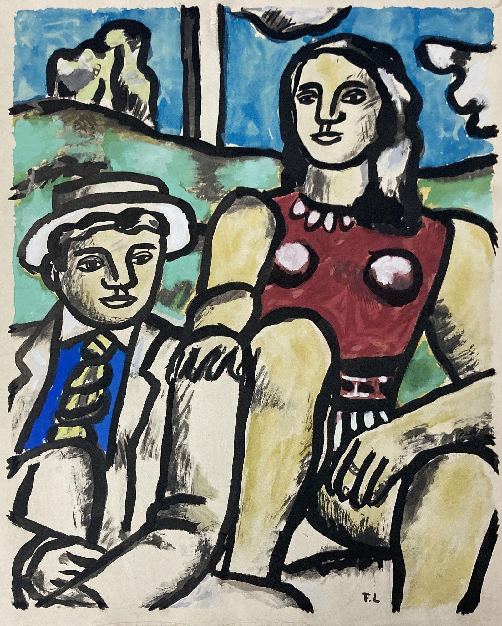 Léger, Composition, Contrastes (d'après) - Noir Abstract Print par Fernand Léger