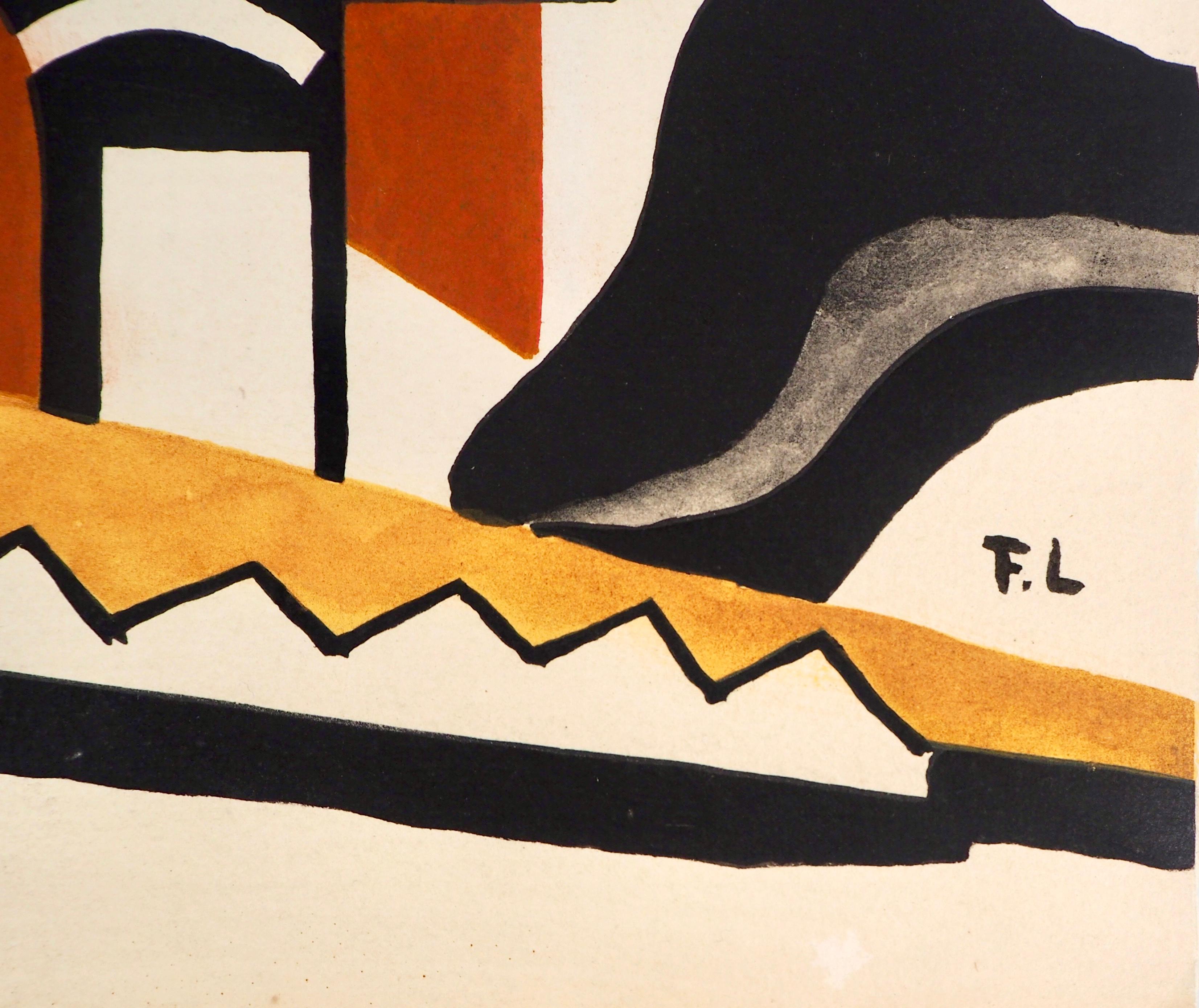Léger, Composition, Contrastes (d'après) - Noir Abstract Print par Fernand Léger