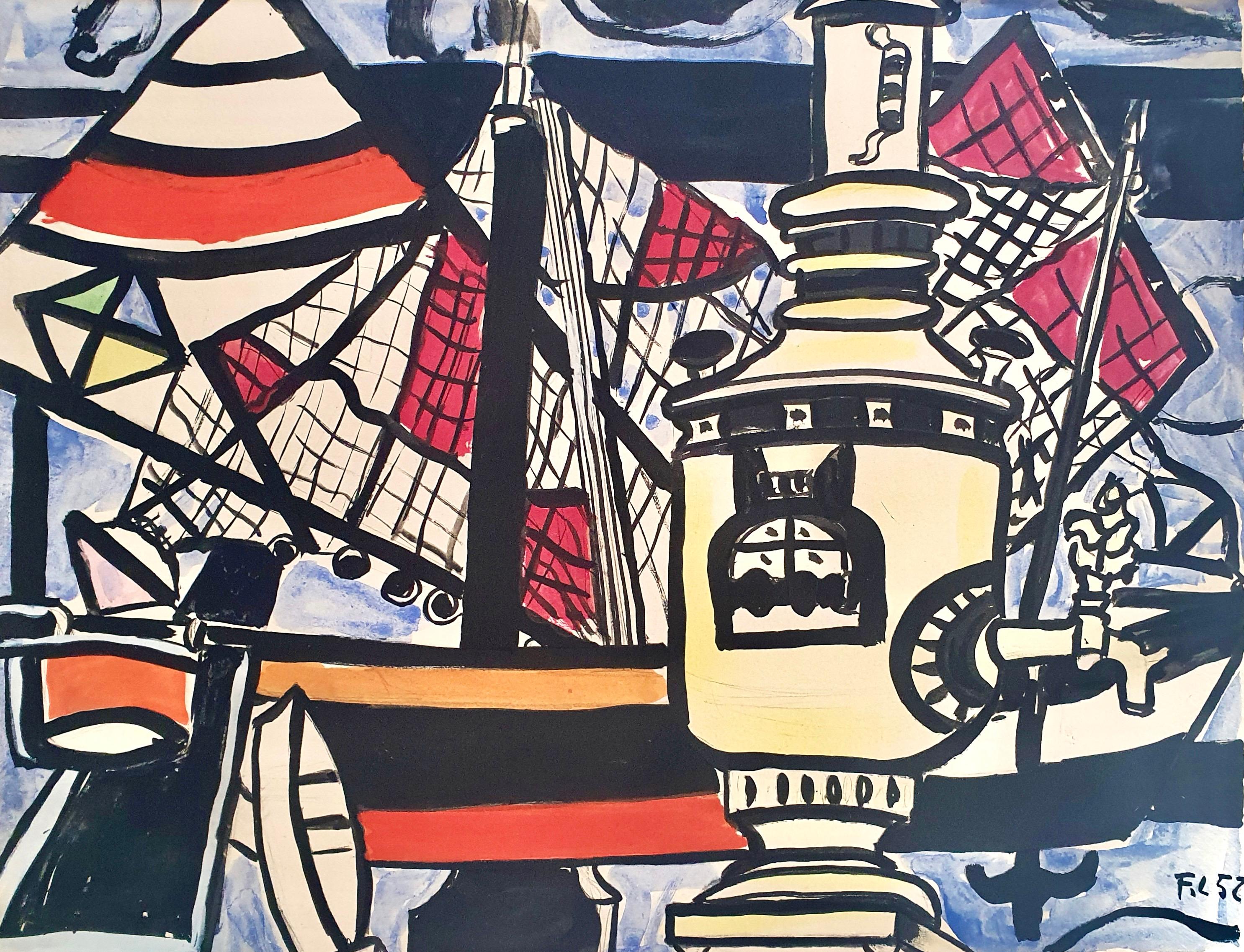 Fernand Léger Abstract Print - Léger, Composition, Contrastes (after)