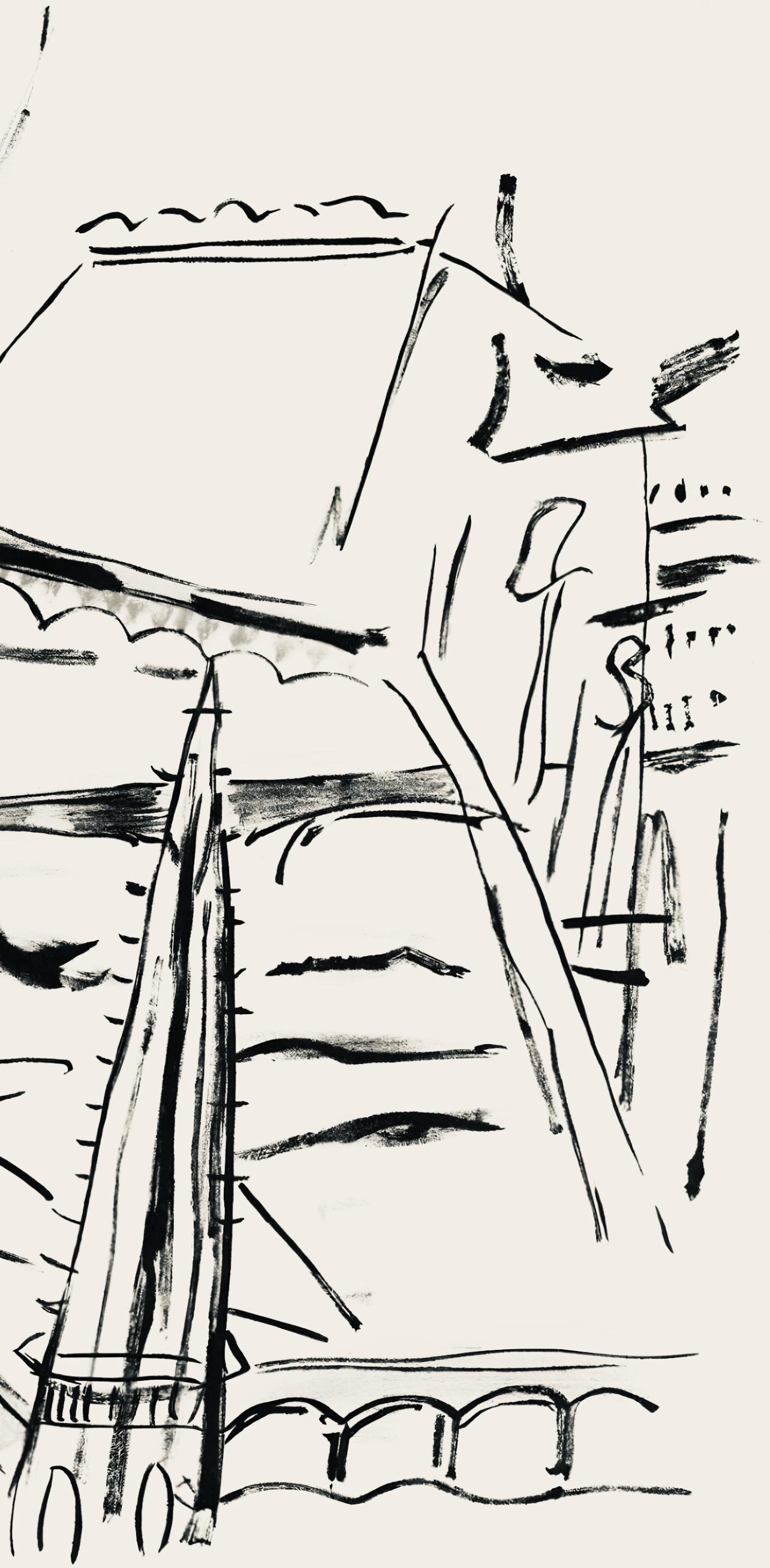 Lithograph on vélin bouffant des Papeteries de Hauteville paper. Unsigned and unnumbered, as issued. Good condition. Notes: From the folio, Fernand Léger mes voyages avec un poème d'aragon et des lithographies de l’auteur, 1970. Published by